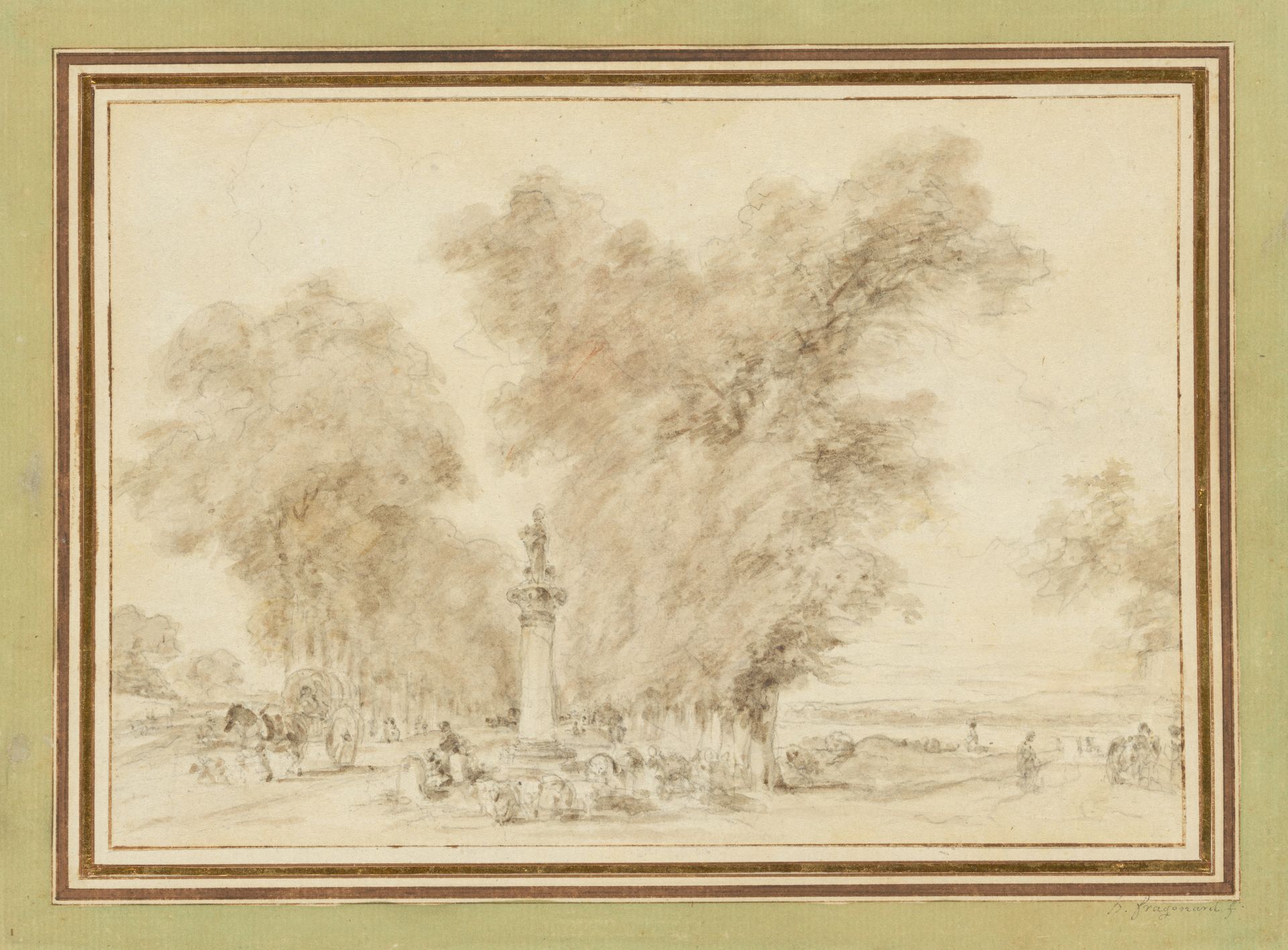 Landscape with Road and Monument by Jean-Honoré Fragonard