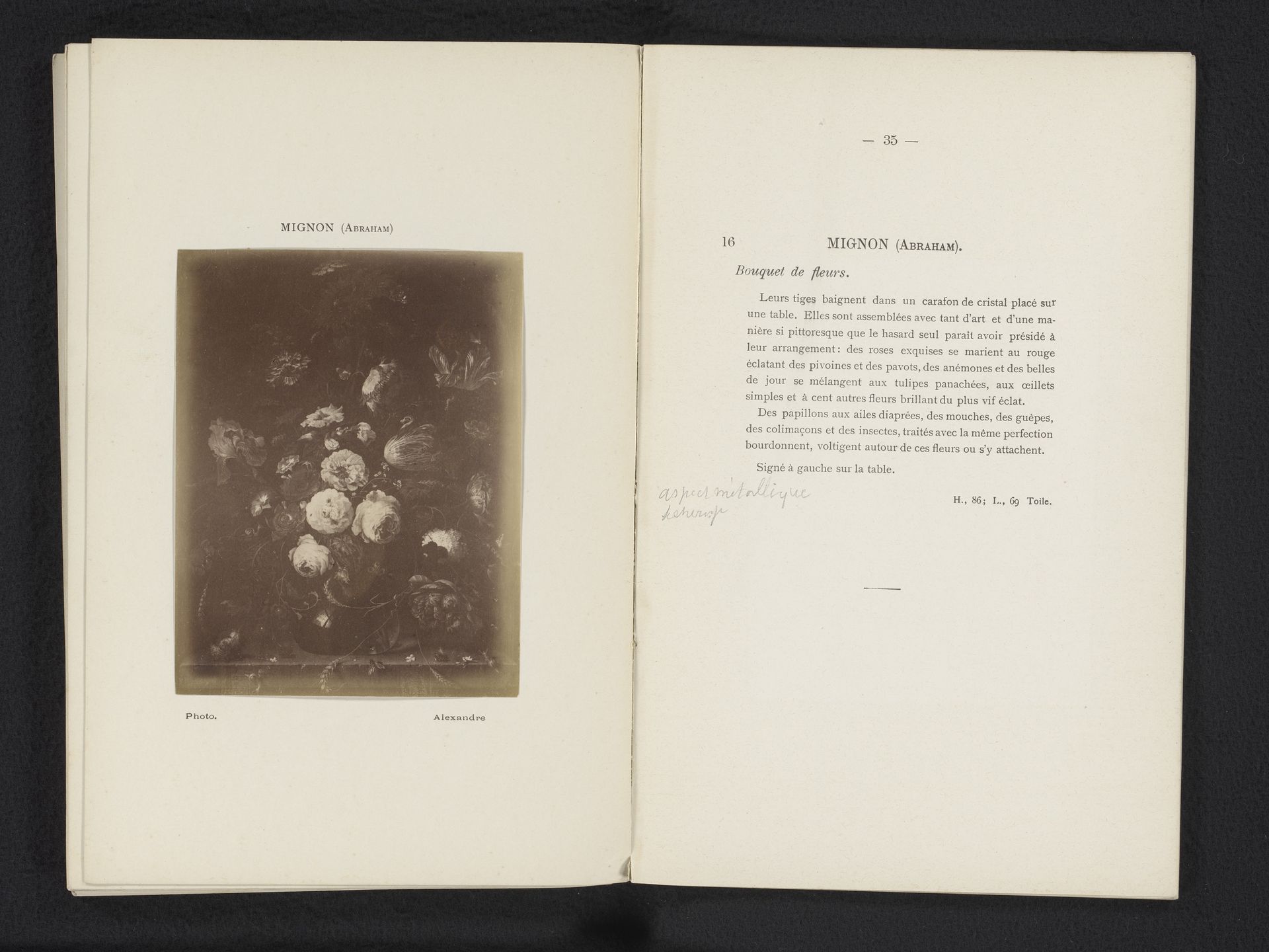 Fotoreproductie van een schilderij van een bloemstilleven door Abraham Mignon by Alexandre (fotograaf)