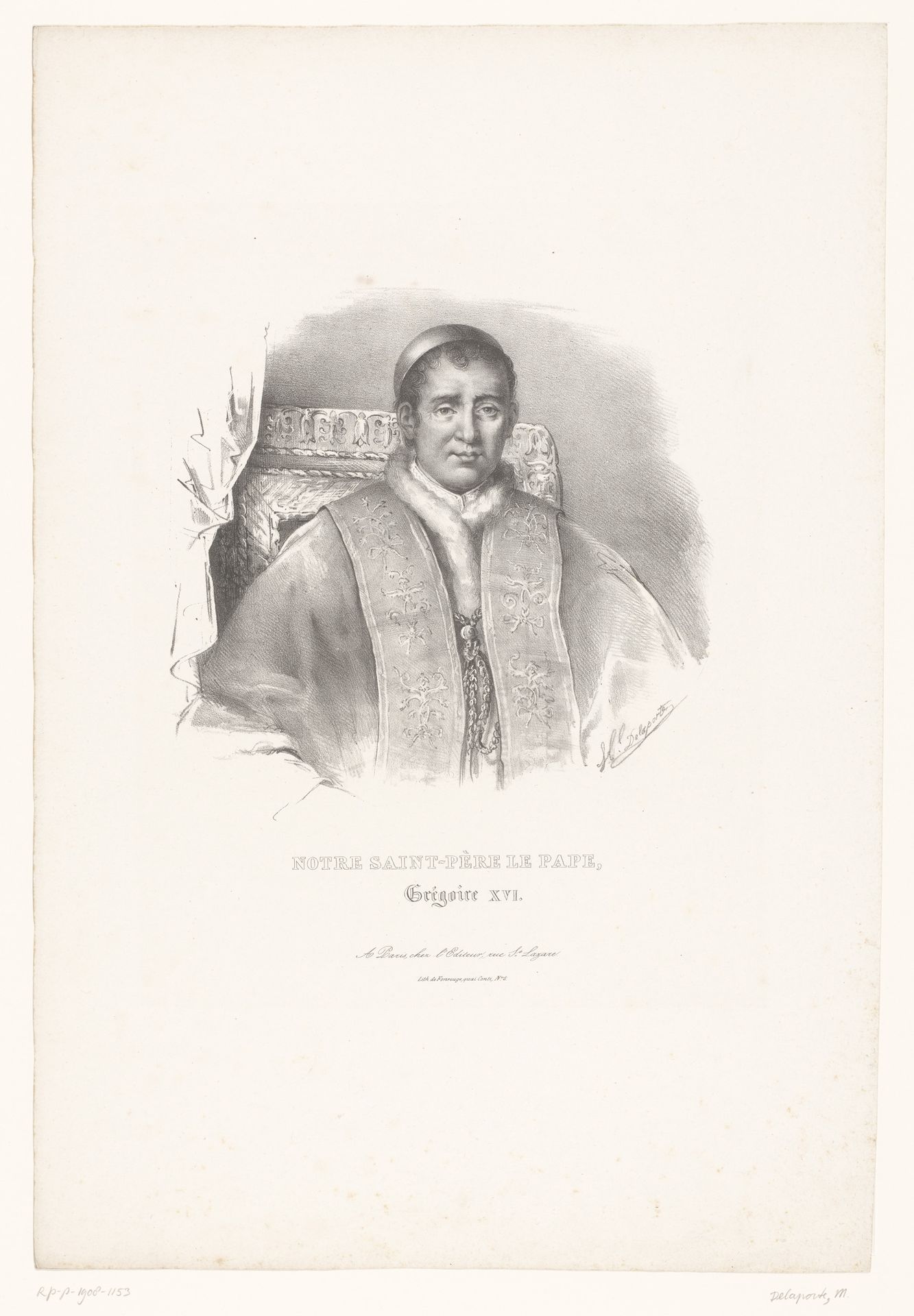 Portret van paus Gregorius XVI by Michel Delaporte