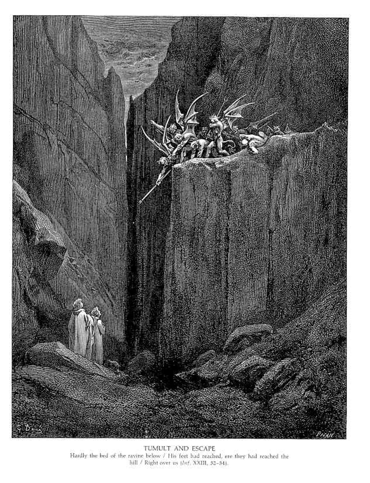 Tumult and Escape by Gustave Dore