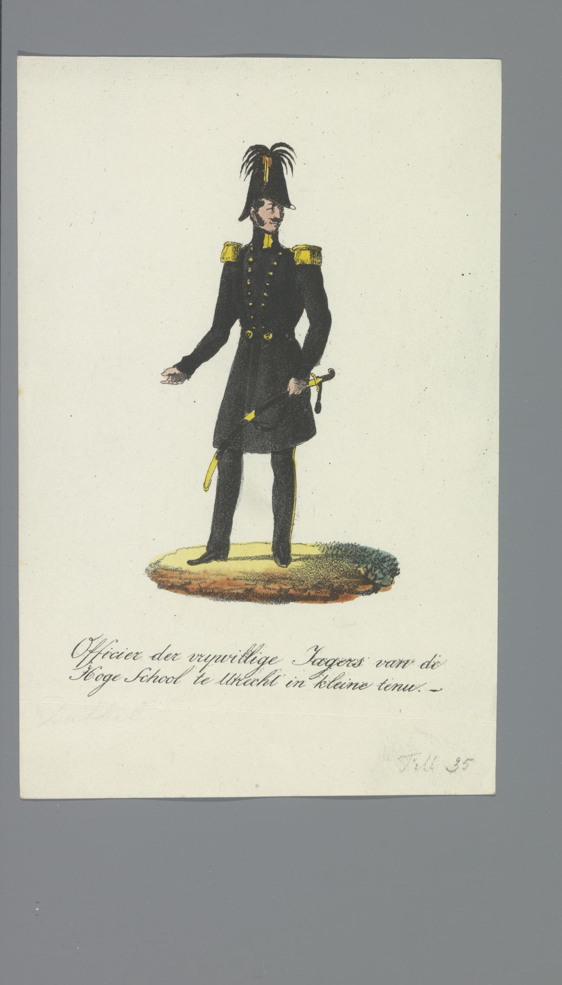 Officier der vrijwillige Jagers van de Hooge School te Utrecht in kleine tenue by Albertus Verhoesen
