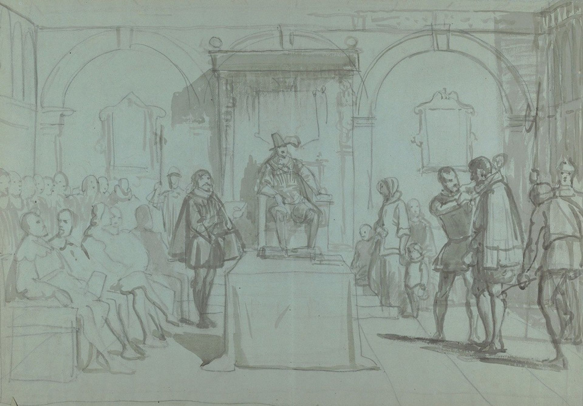 King Christian IV of Denmark Judging Christoffer Rosenkrantz by Wilhelm Marstrand