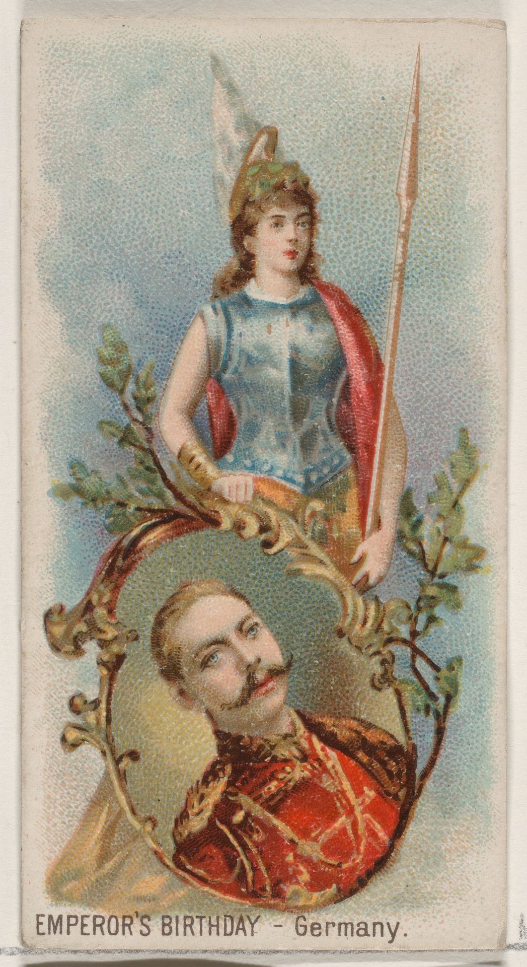 Emperor's Birthday, Germany, from the Holidays series (N80) for Duke brand cigarettes by W. Duke, Sons & Co.