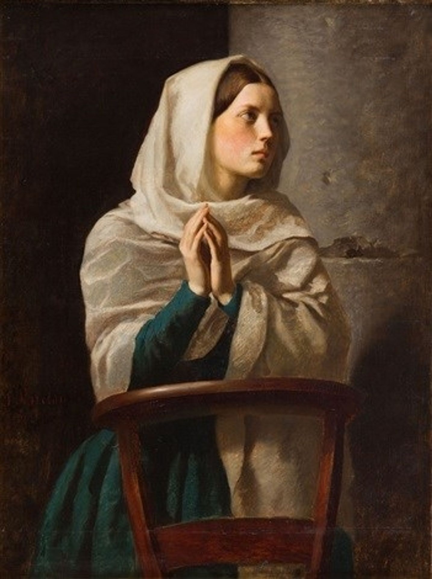 Young Woman Praying in Church by Jules Breton