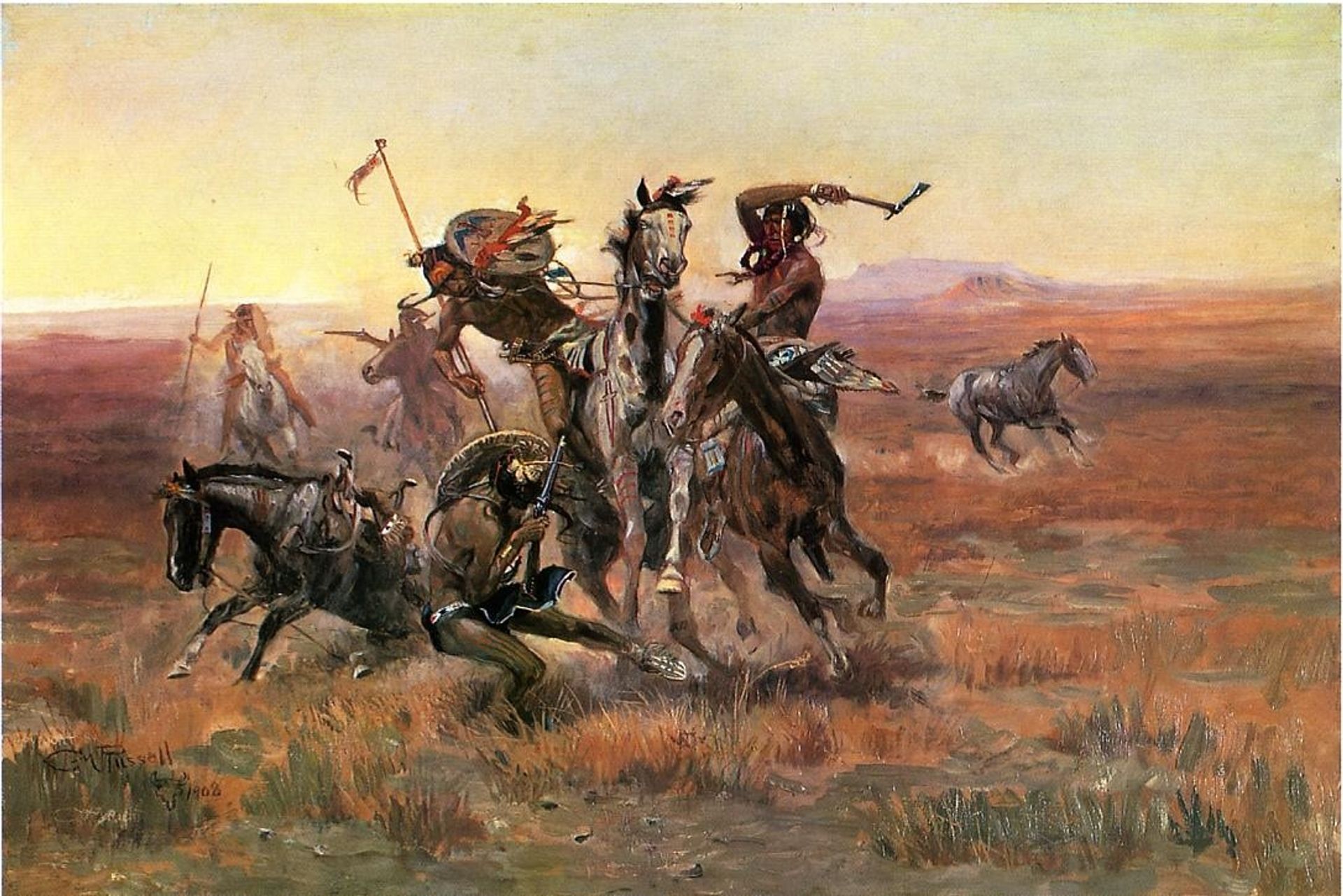 When Blackfeet and Sioux Meet by Charles M. Russell