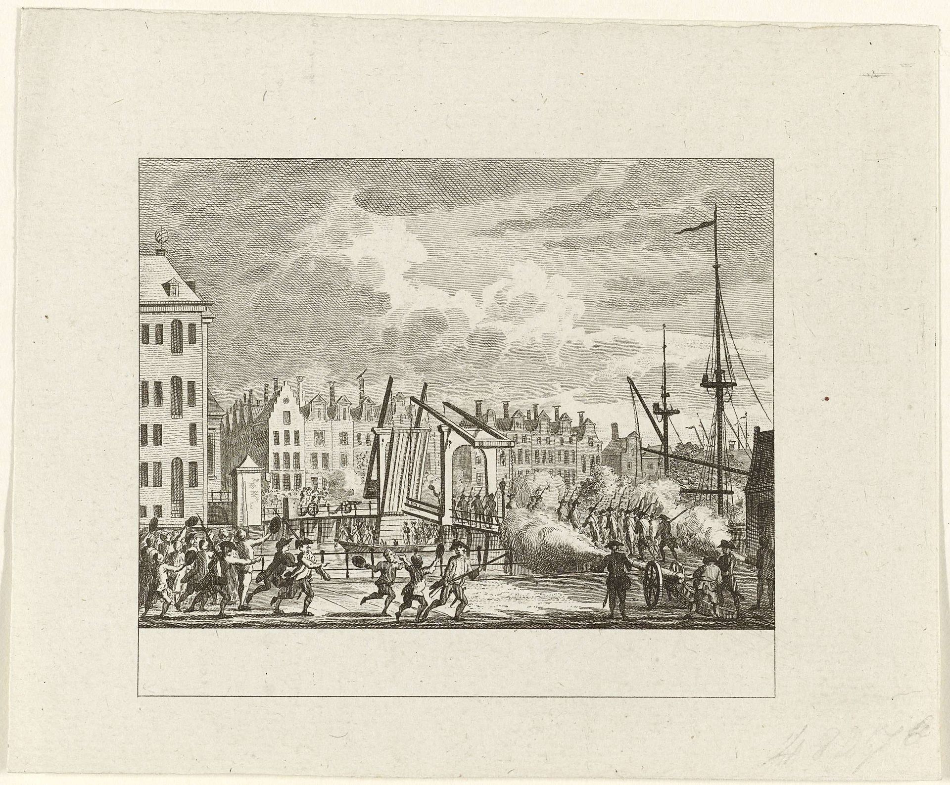 Verovering van de Kattenburgerbrug, 1787 by Cornelis Brouwer