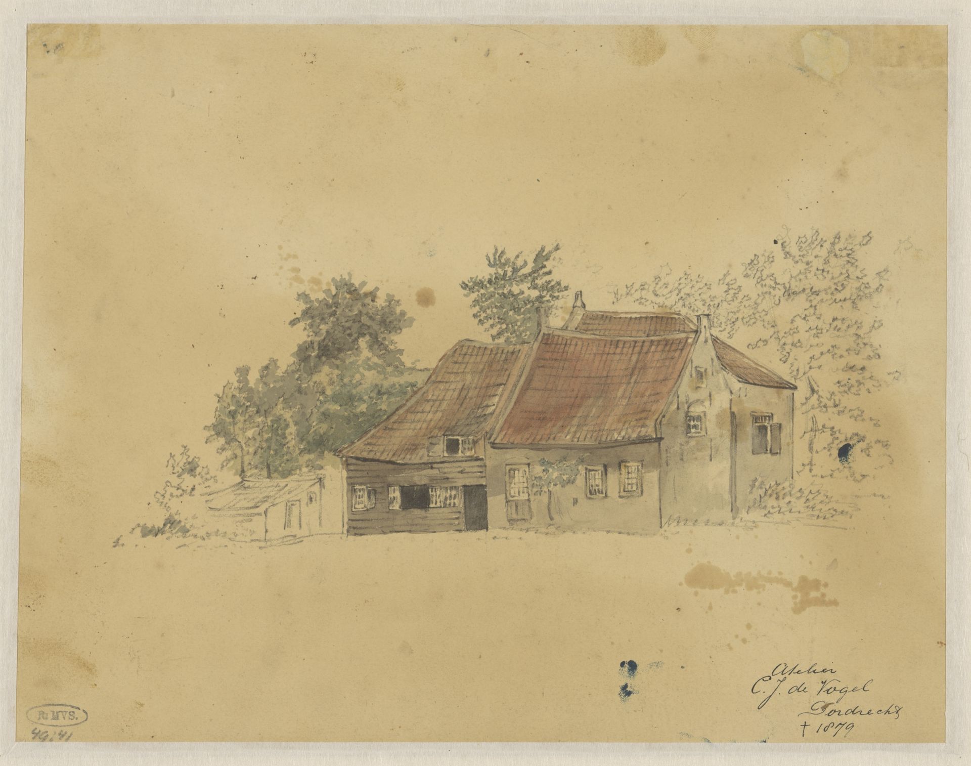 Gezicht op een boerderij by Cornelis Johannes de Vogel