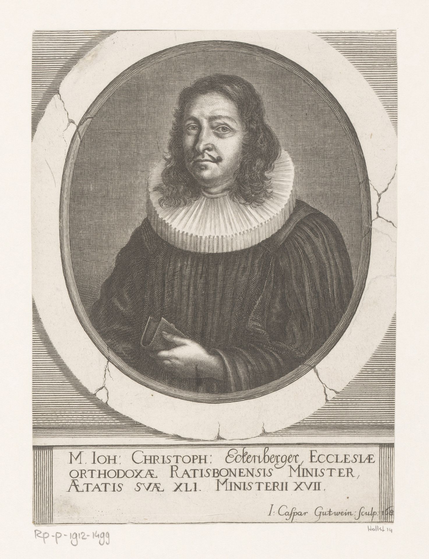 Portret van Johann Christoph Eckenberger op 41-jarige leeftijd by Johann Caspar Gutwein