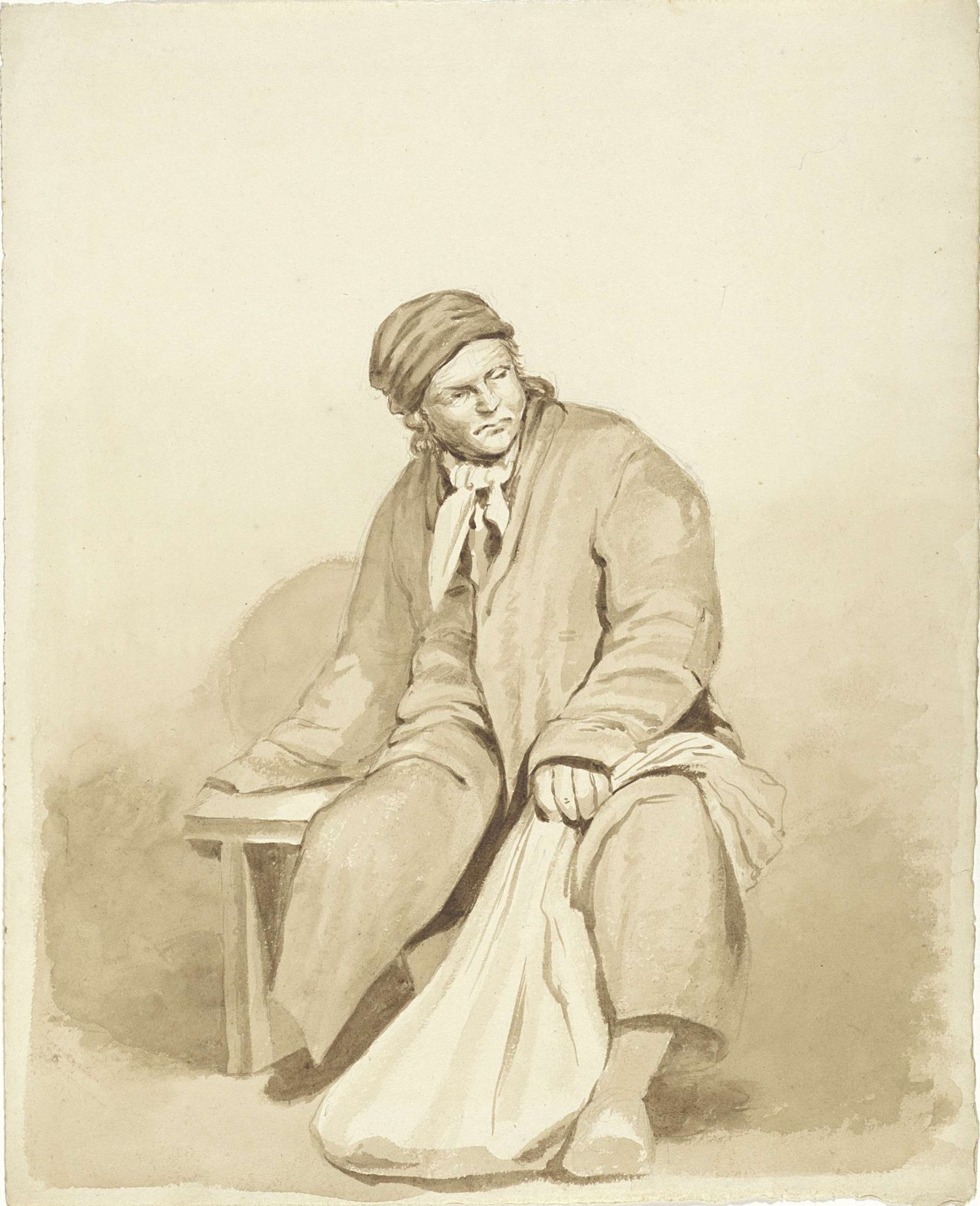 Zittende man met een zak by Pieter van Loon