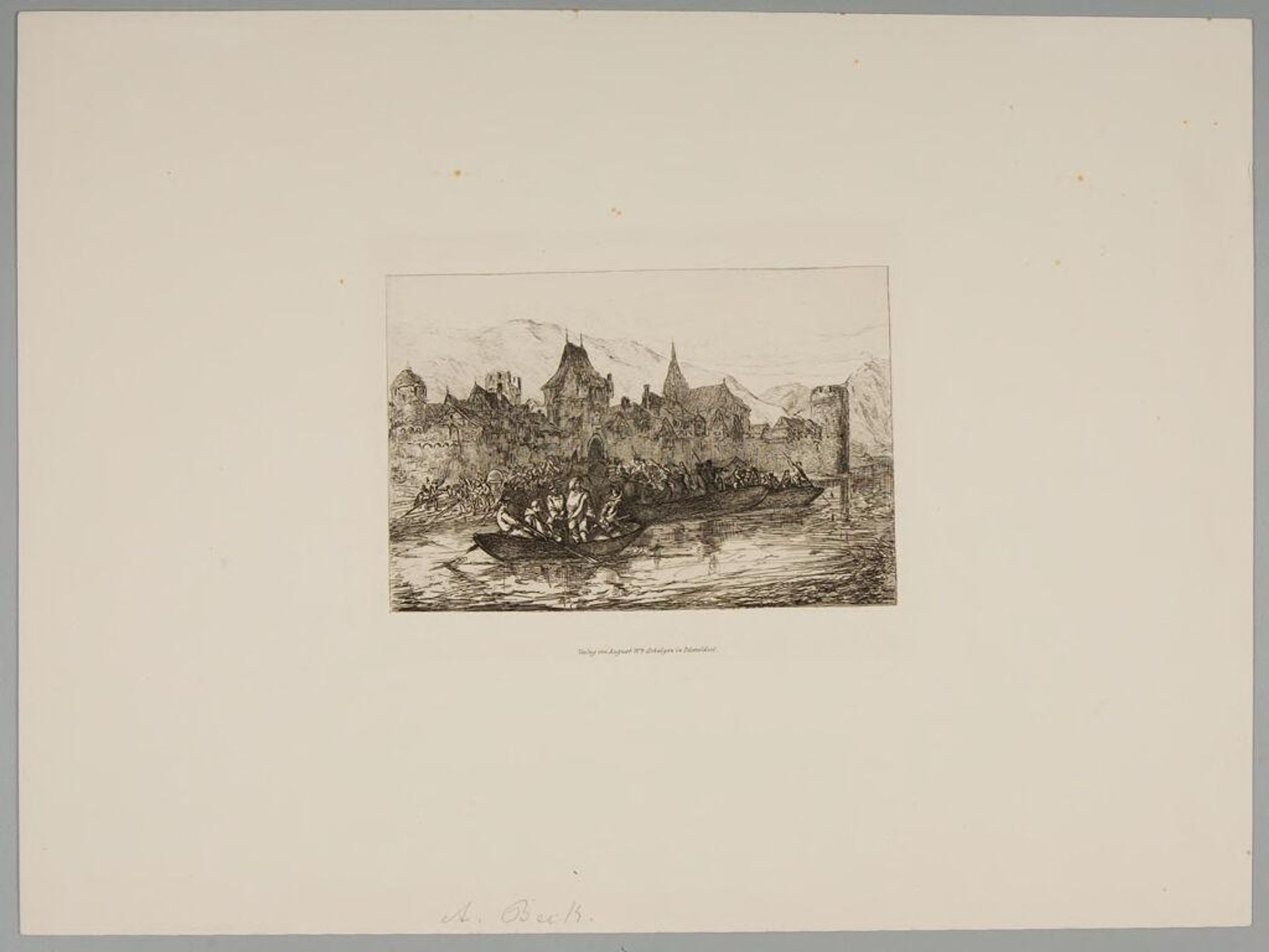 Military Boats Preparing to Leave DÃ¼sseldorf by August Beck