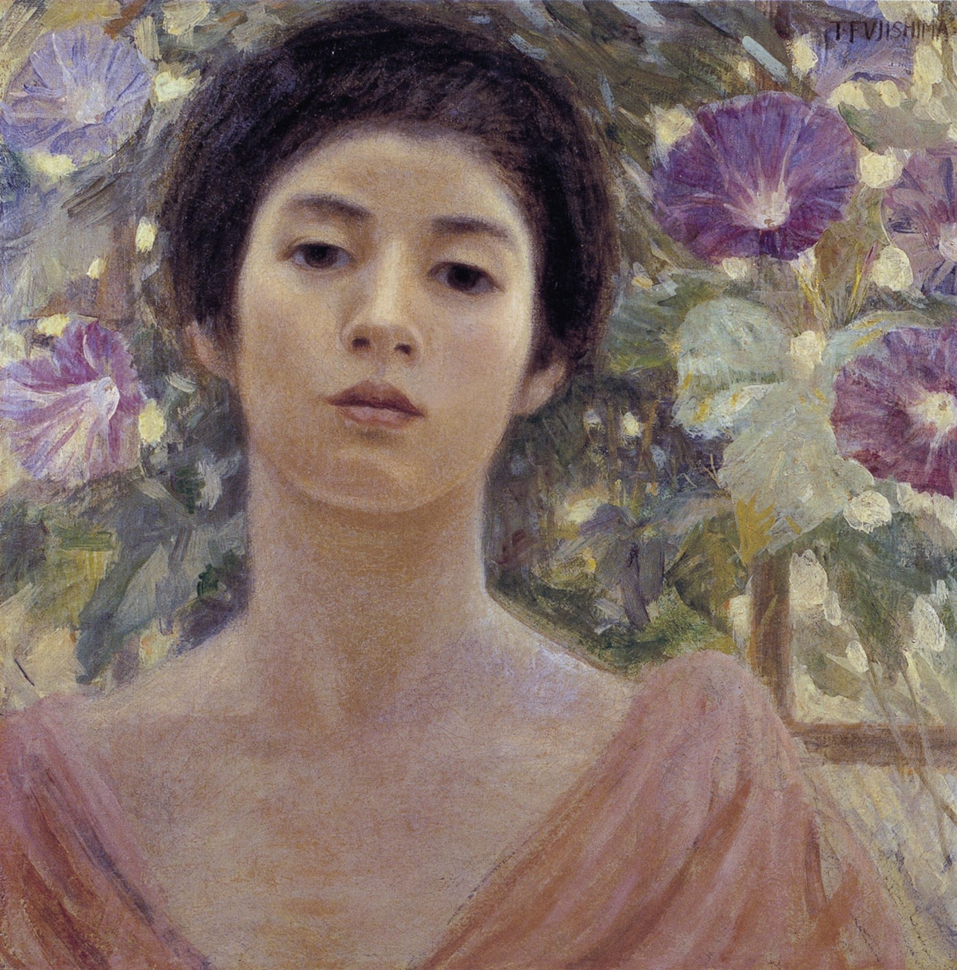 Lady with Morning Glory by Fujishima Takeji