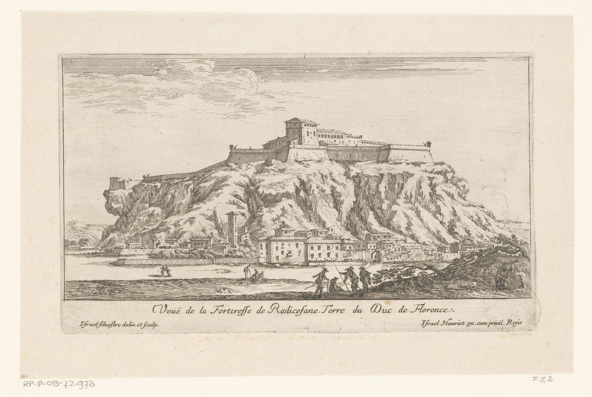 Gezicht op het fort van Radicofani by Israel Silvestre