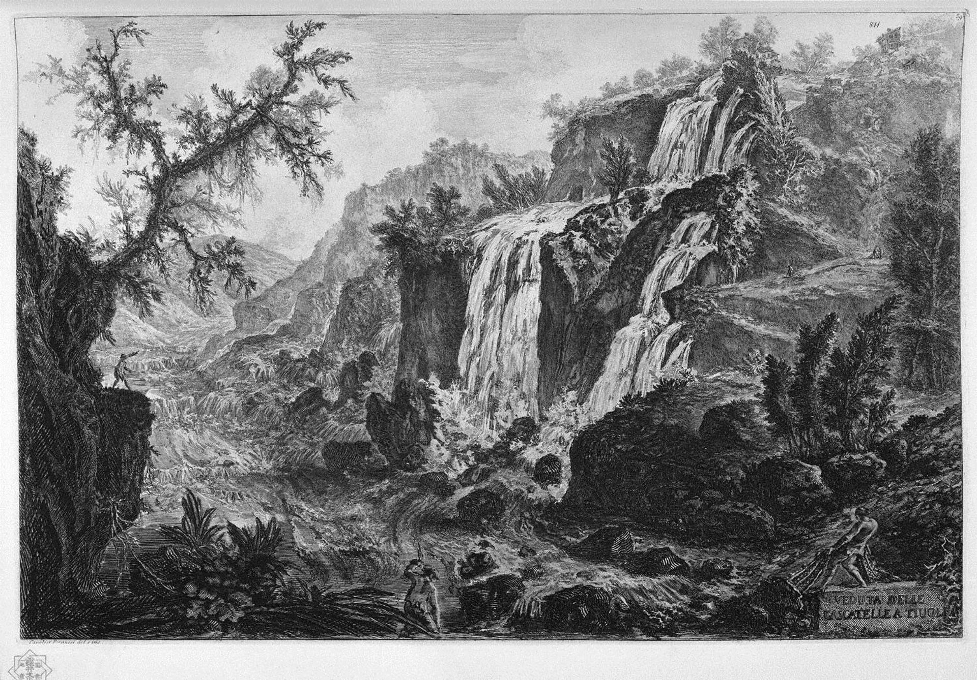 View of the waterfalls at Tivoli by Giovanni Battista Piranesi