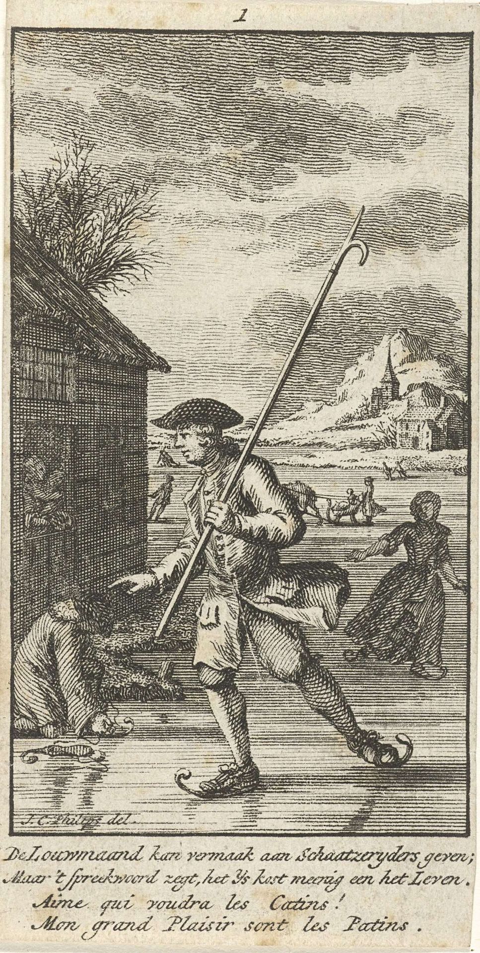 Januari: schaatser op het ijs by Jan Caspar Philips