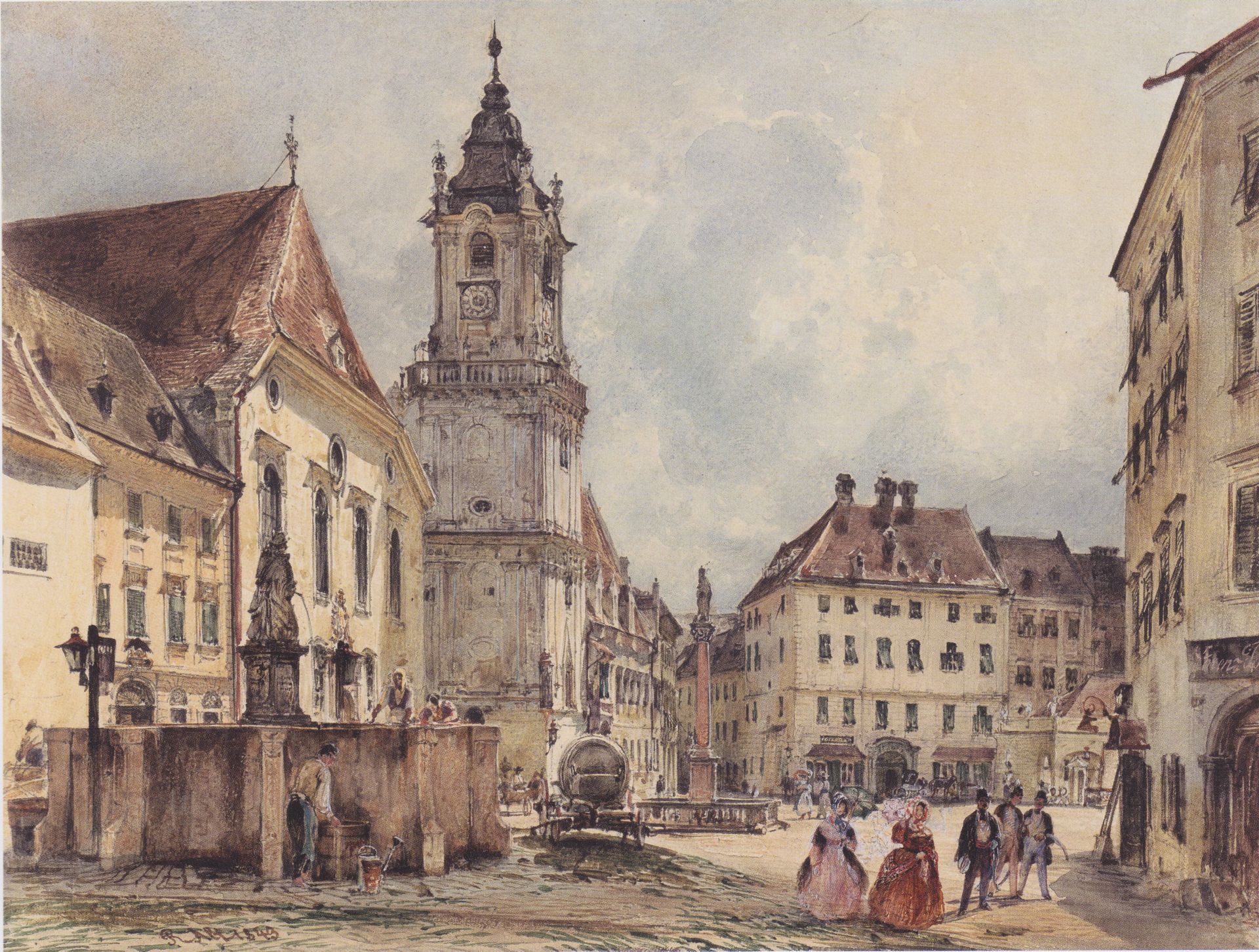 The main square in Bratislava by Rudolf von Alt