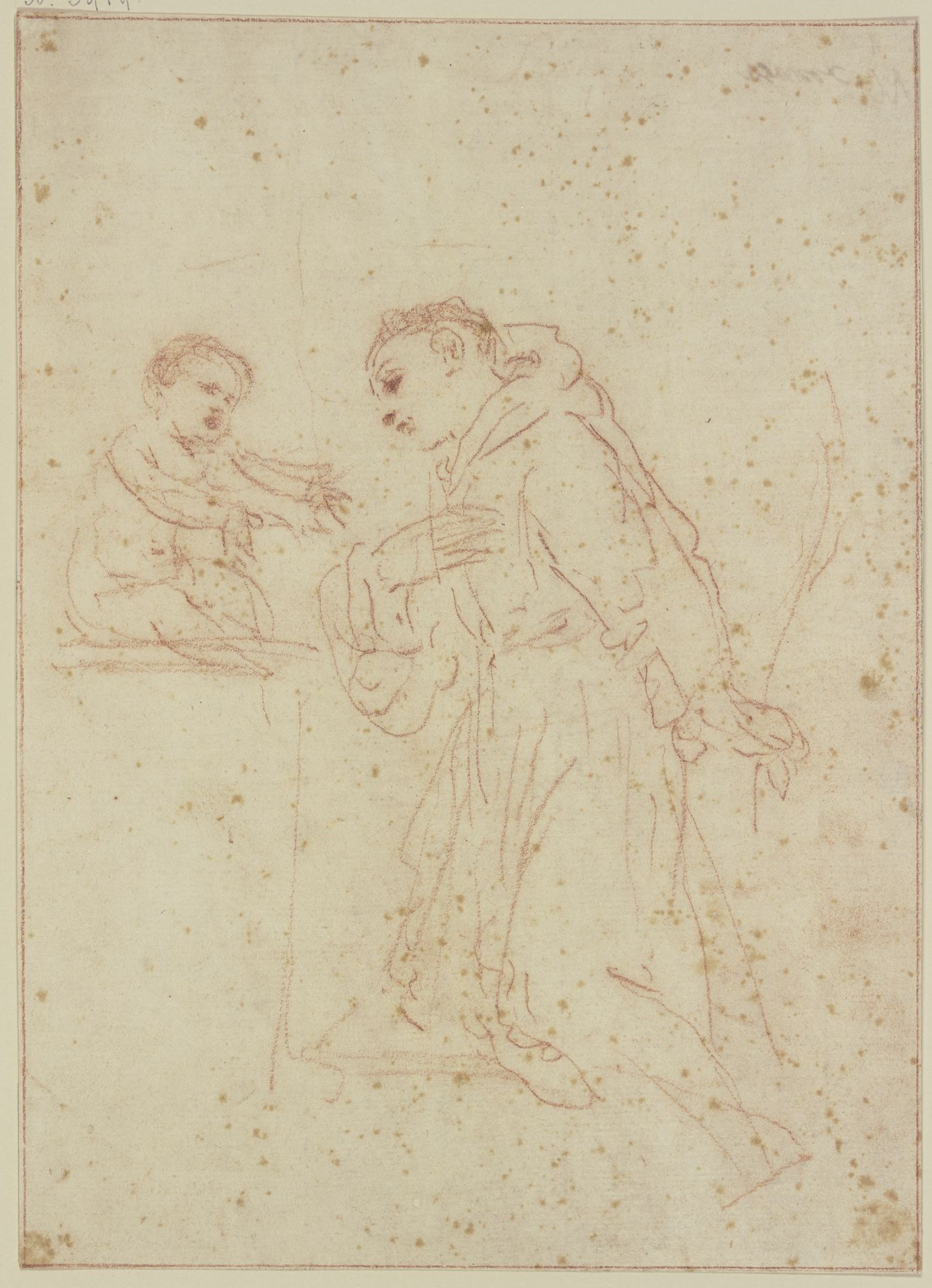 Der Heilige Antonius von Padua vor dem Christkind kniend by Guercino (Giovanni Francesco Barbieri)