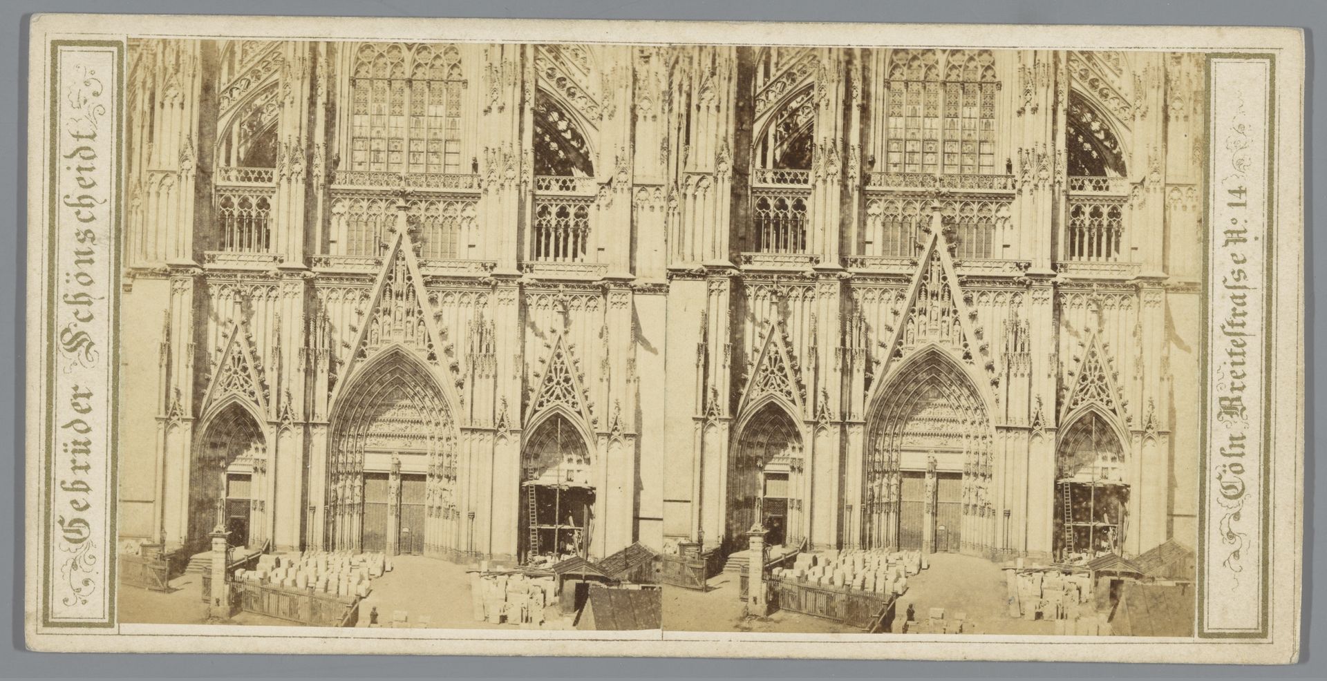 Voorgevel van de Dom van Keulen, tijdens de restauratie by Gebrüder Schönscheidt