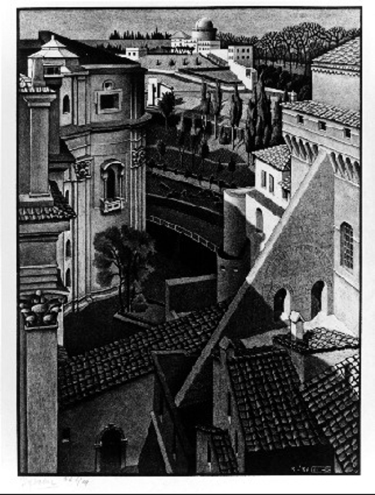Berween St.Peter and Sistine Chapel (March 1936) by M.C. Escher