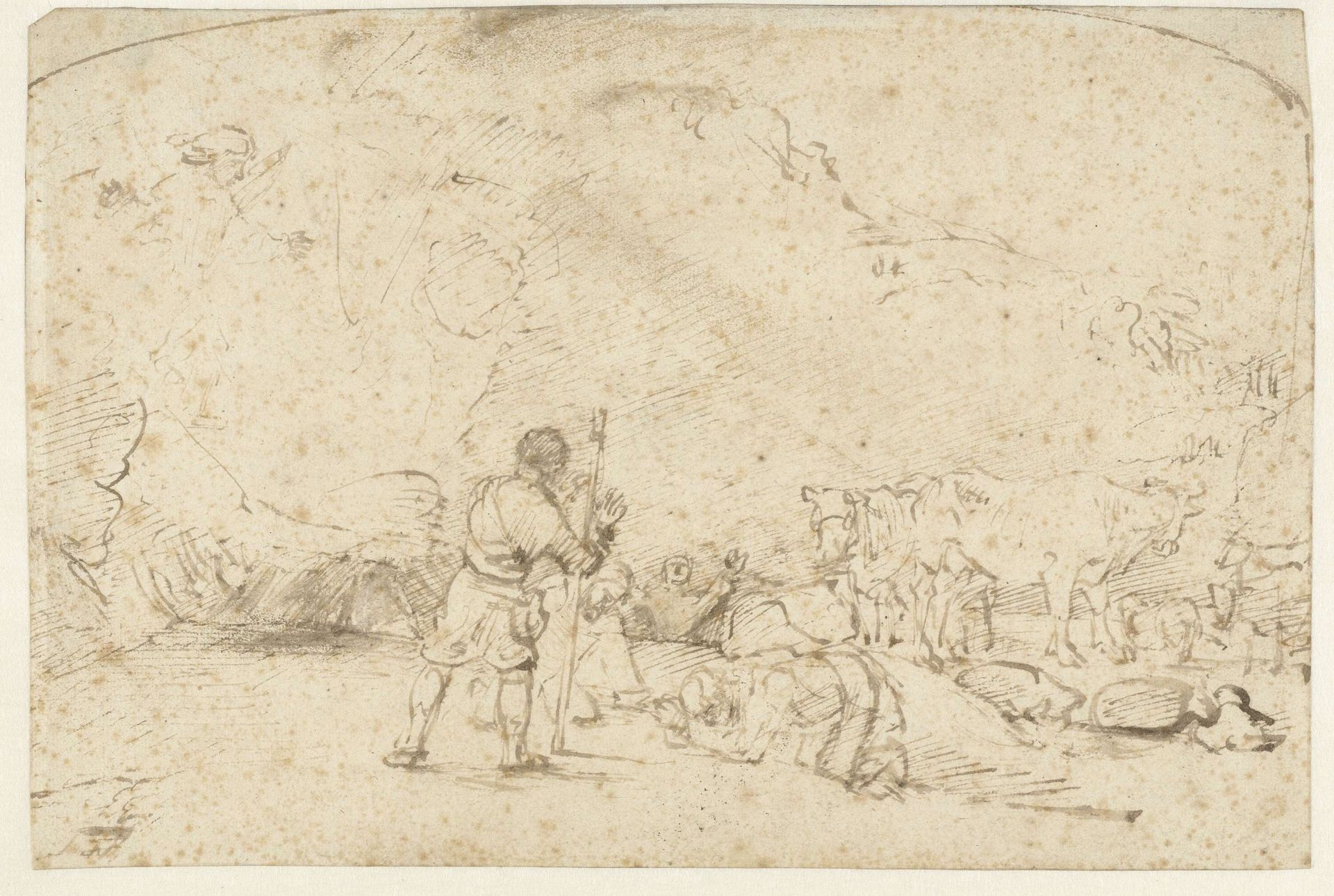 The Annunciation to the Shepherds by Rembrandt van Rijn