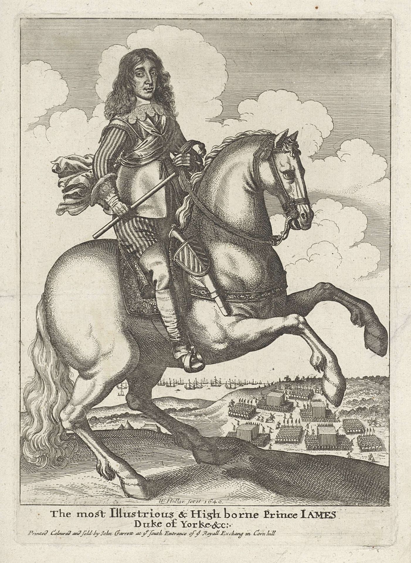 Ruiterportret van Jacobus II, koning van Engeland en Schotland by Wenceslaus Hollar