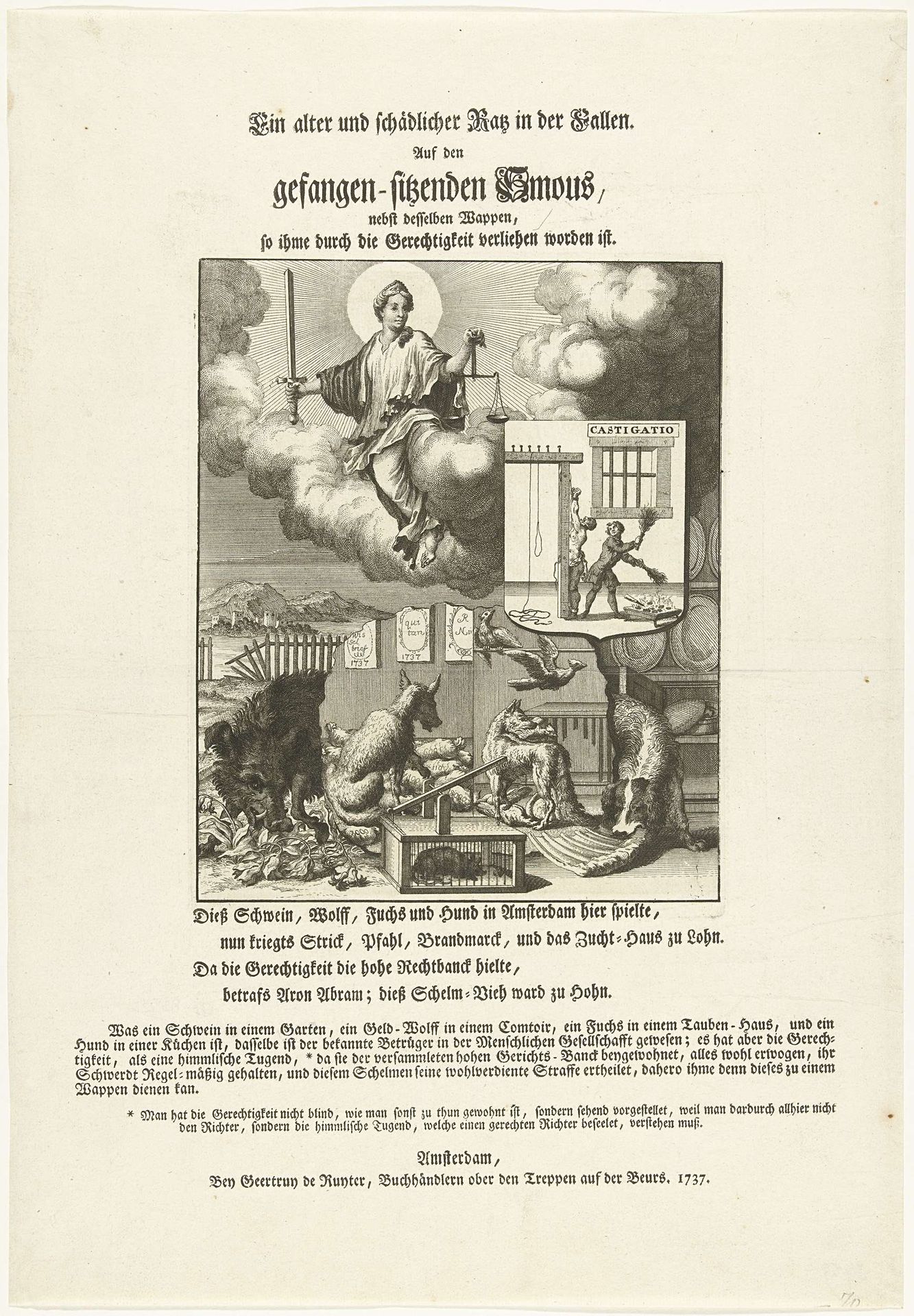Allegorie op de berechting van de jood Aron Abrams, 1737 by Anonymous