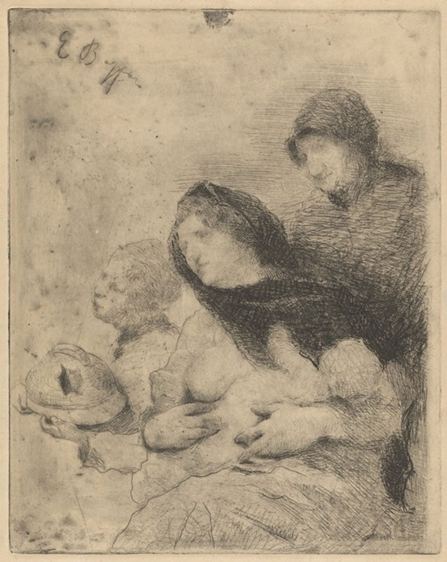 Mendicant Family of a Fallen Hero (Scena simbolica--Gruppo di famiglia dell'eroe caduto con elmetto) by Ernesto Bazzaro