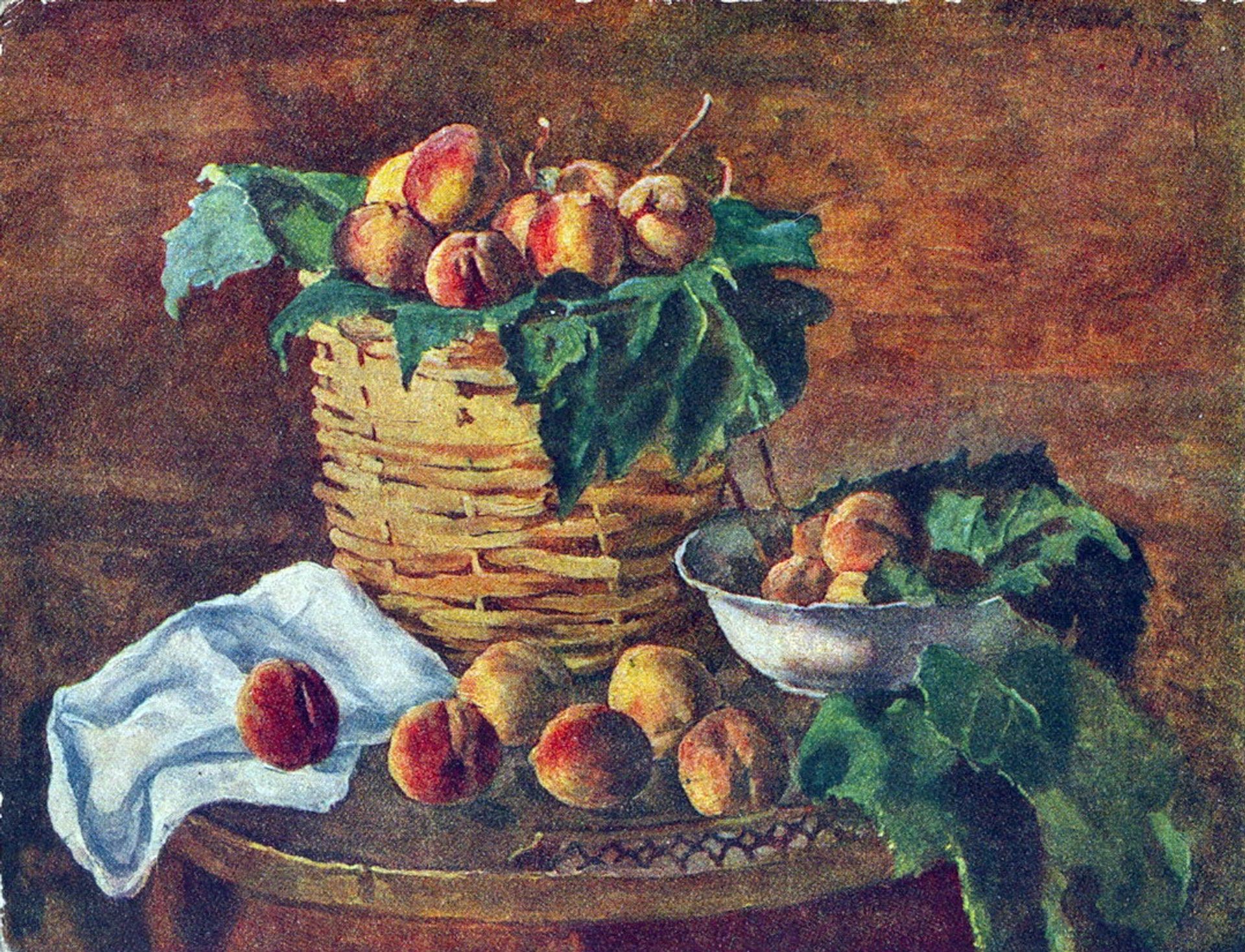 Still Life. Peaches. by Pyotr Konchalovsky