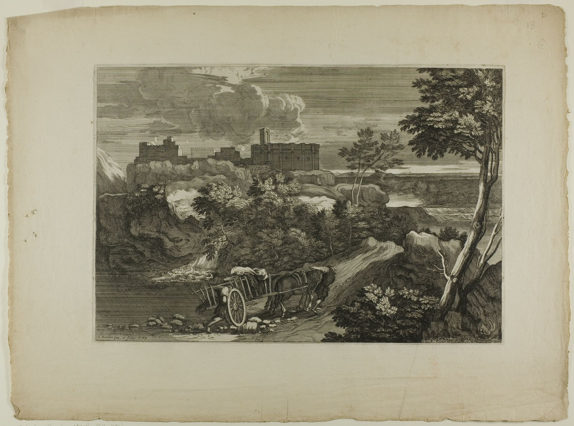 Two Carters Pushing Their Cart and Animals by Sebastien Bourdon