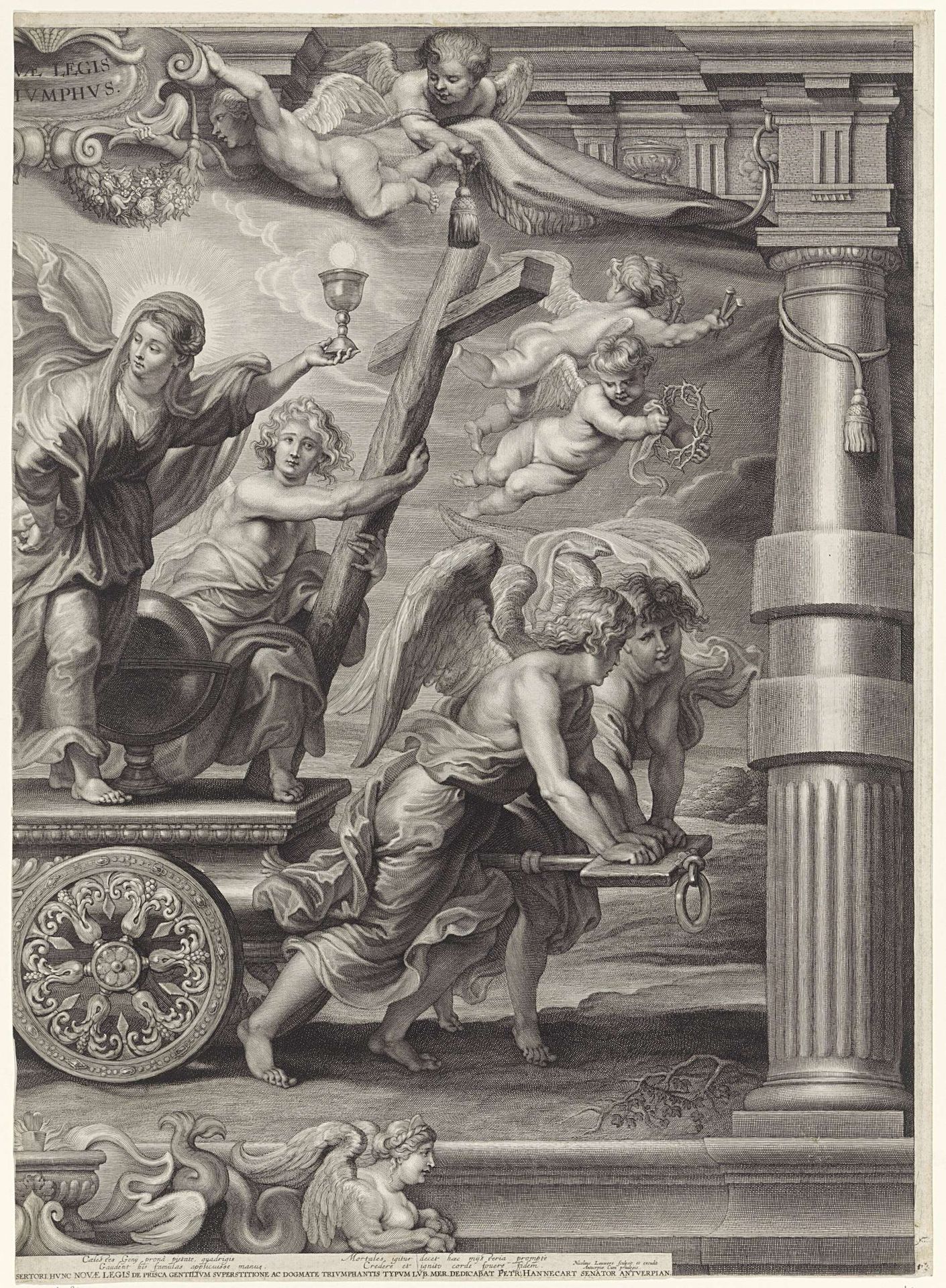 De triomf van de Eucharistie over wijsbegeerte, wetenschap, dichtkunst en natuur (rechter plaat) by Nicolaes Lauwers
