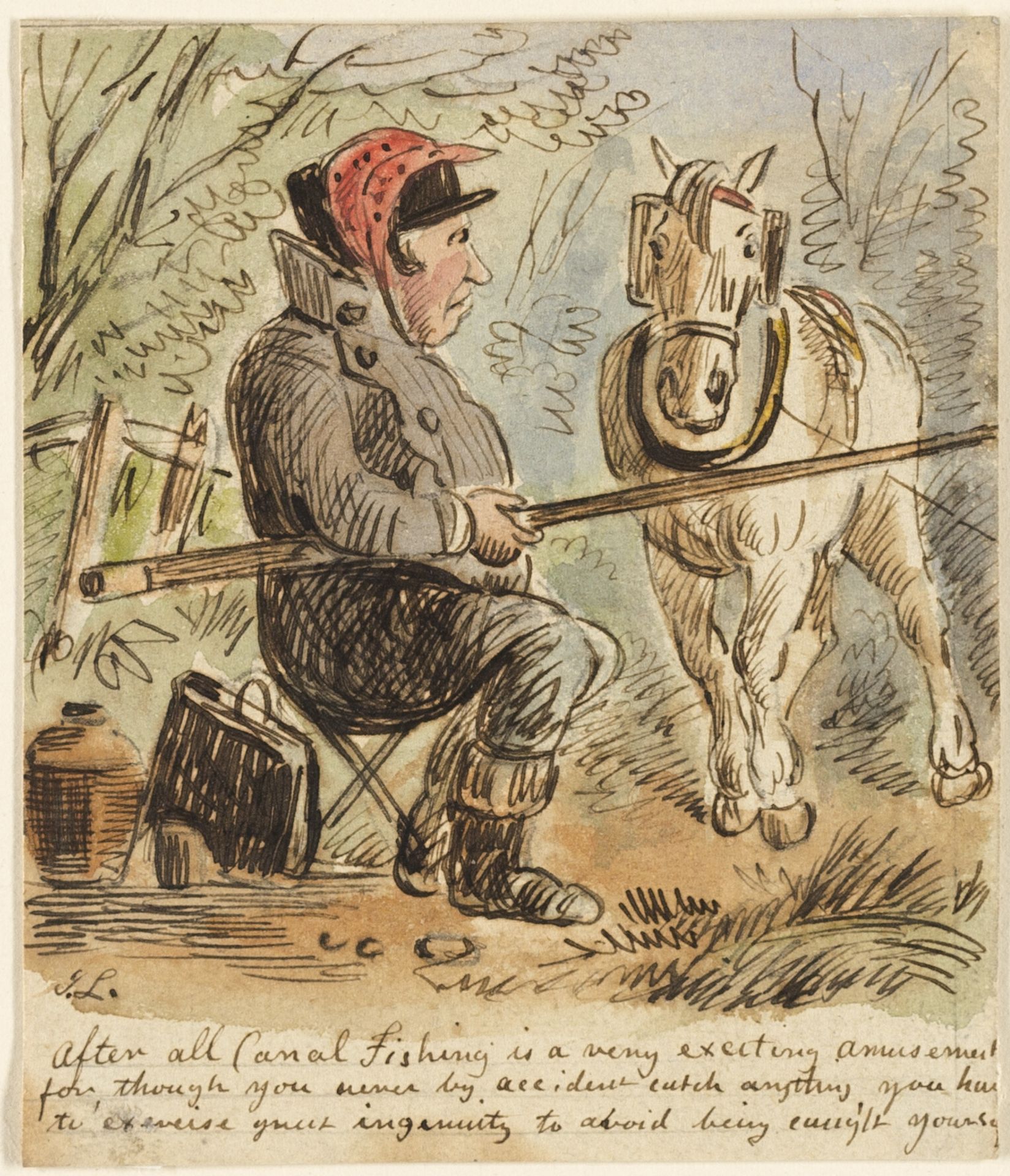 Canal Fishing by John Leech