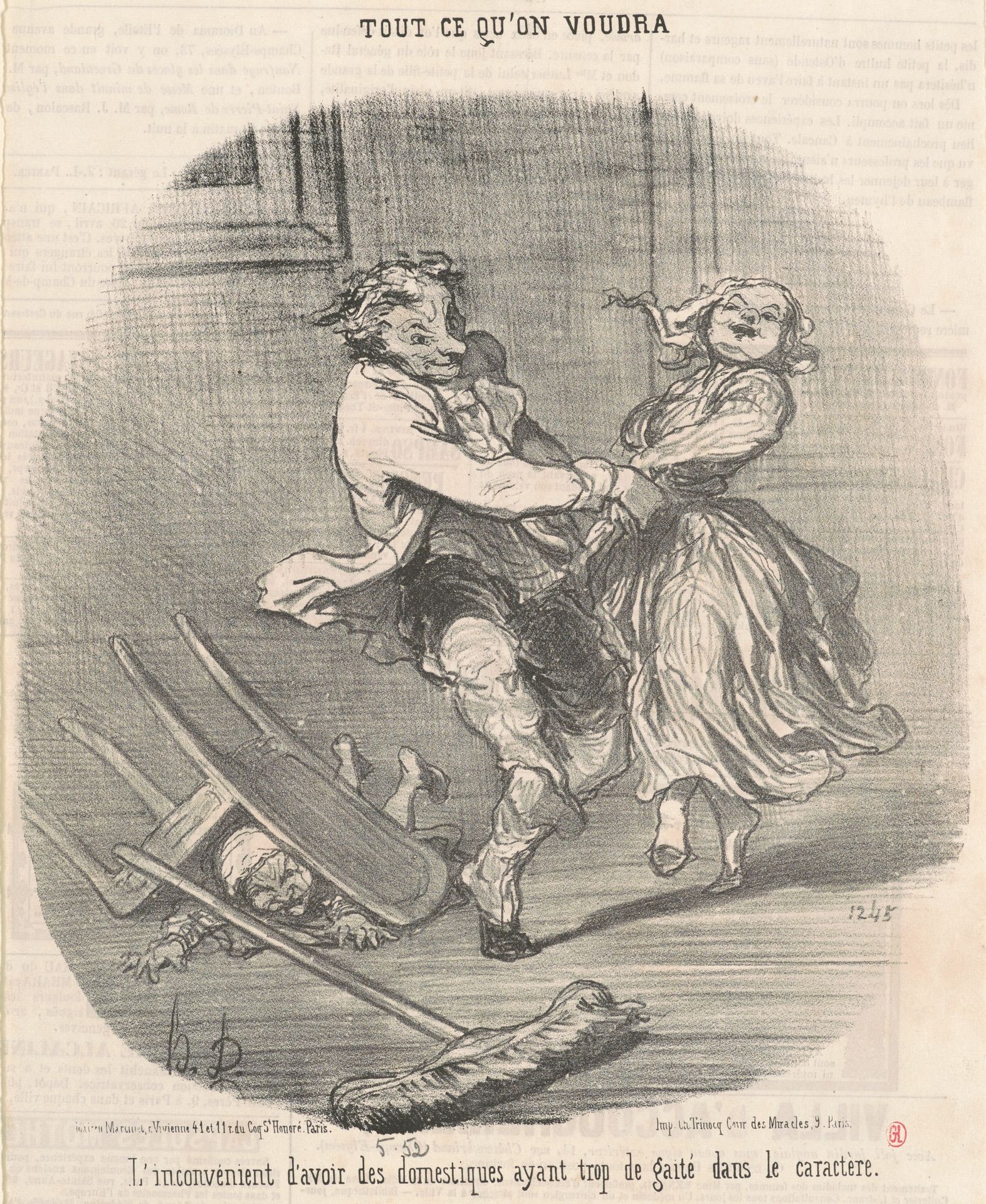 L'inconvénient d'avoir des domestiques ... by Honoré Daumier