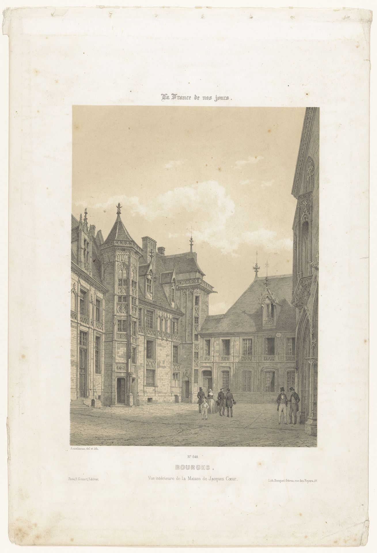 Zicht op de binnenplaats van het Palais Jacques-Coeur in Bourges by Léon Auguste Asselineau