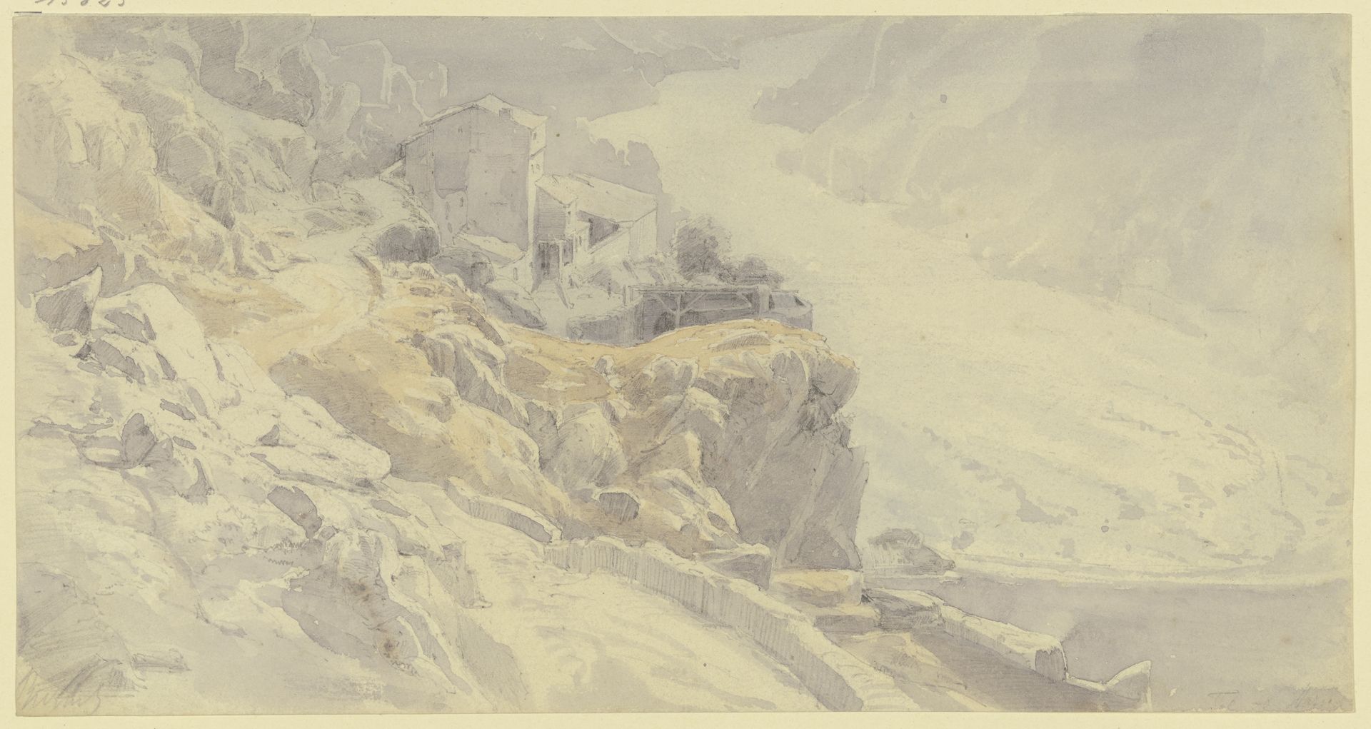 Blick vom Gebirge auf ein Flußtal in Spanien by Karl Peter Burnitz