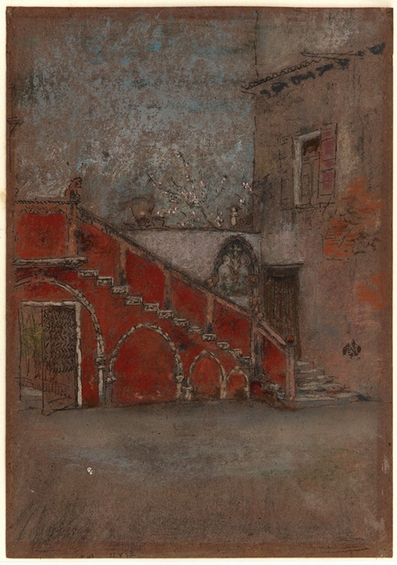 The Staircase; Note in Red by James Abbott McNeill Whistler