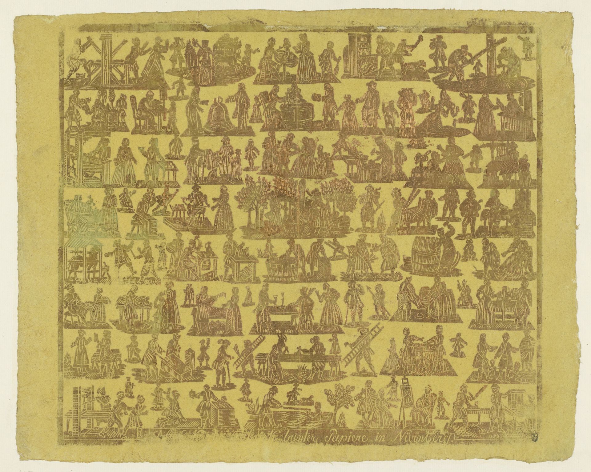 Blad met beroepen in acht rijen by Johann Georg Eckart