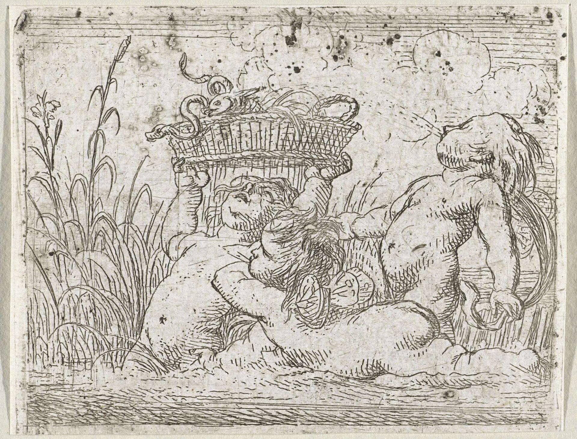Drie putti in het water by Cornelis Schut