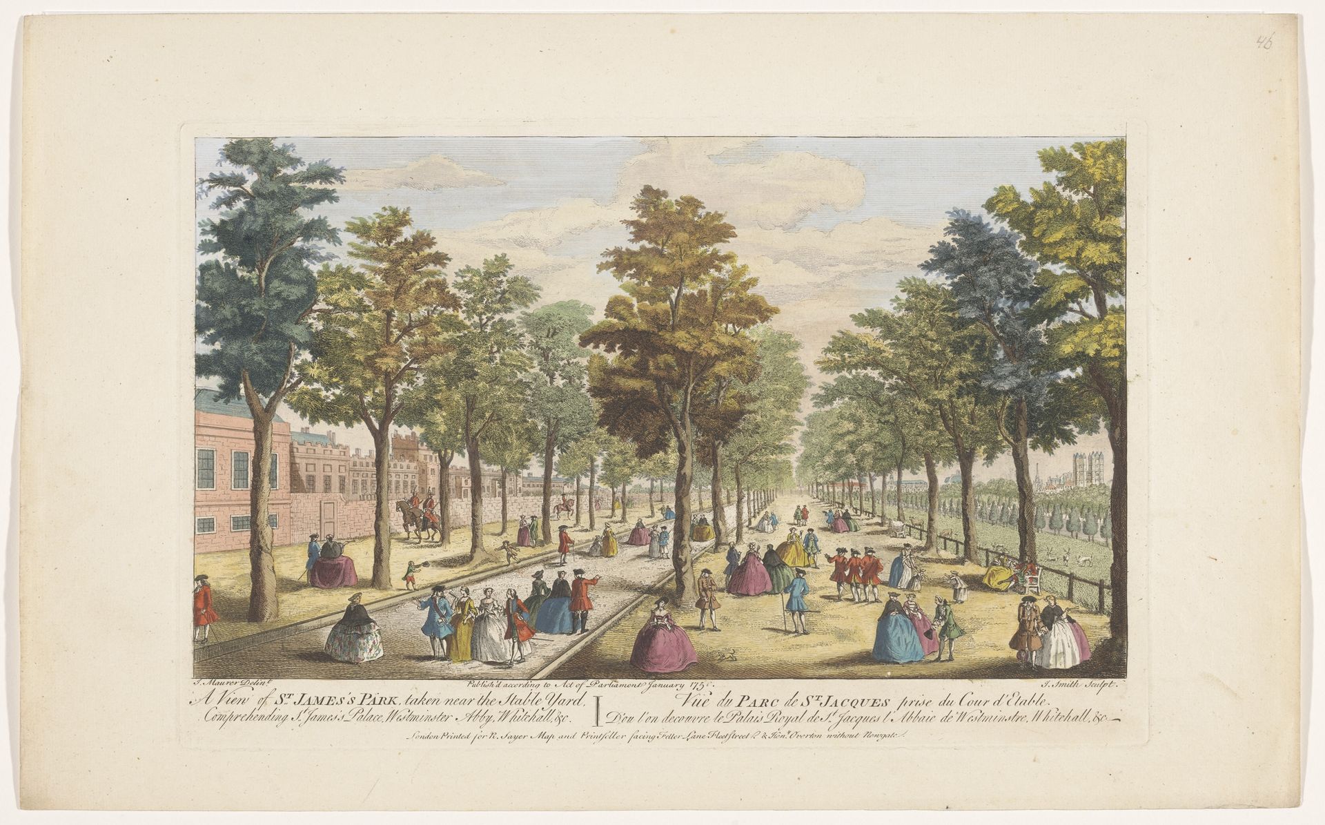 Gezicht op de lanen in het Saint James's Park te Londen by Robert Sayer