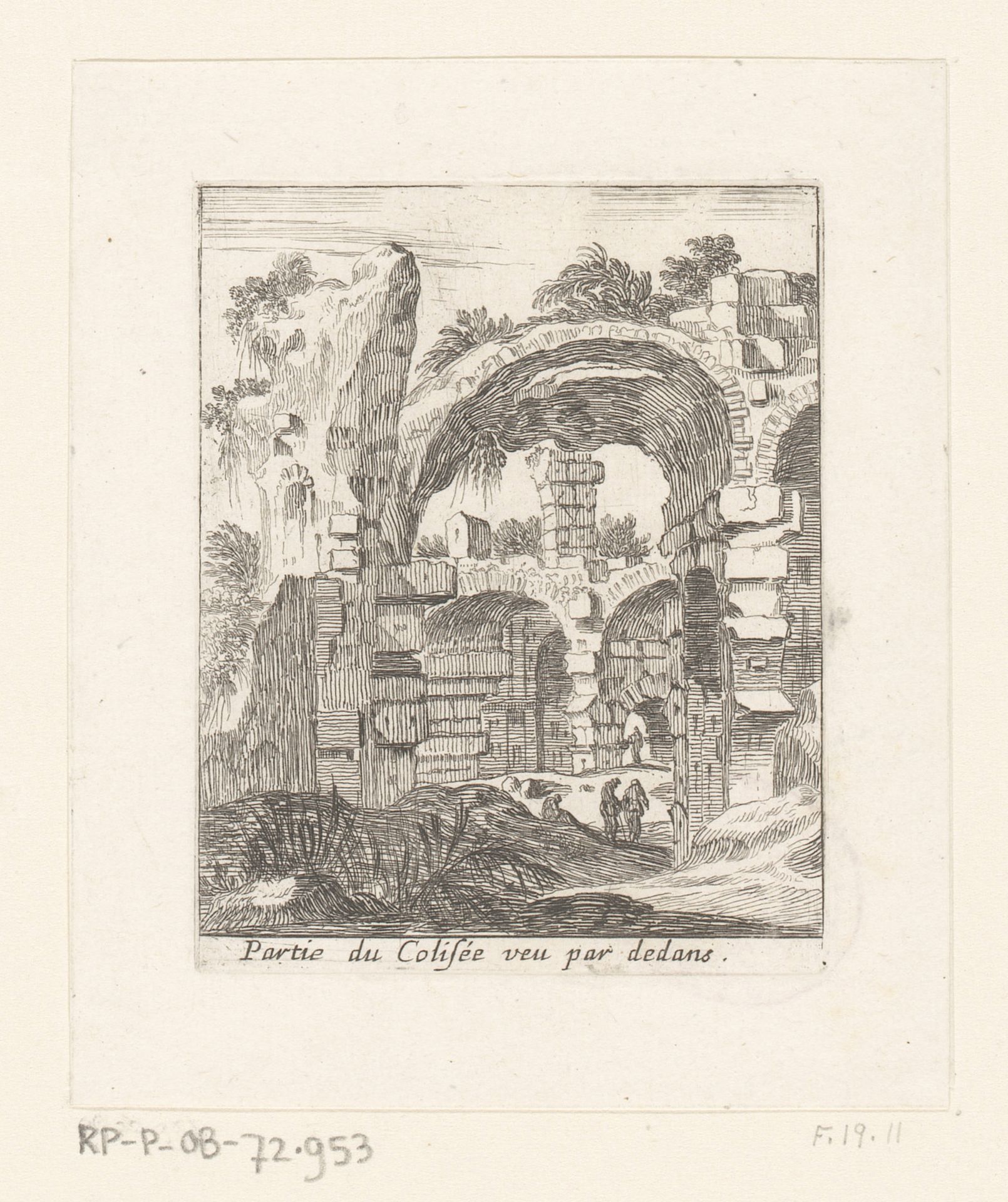 Gezicht op het Colosseum van binnenuit by Israel Silvestre