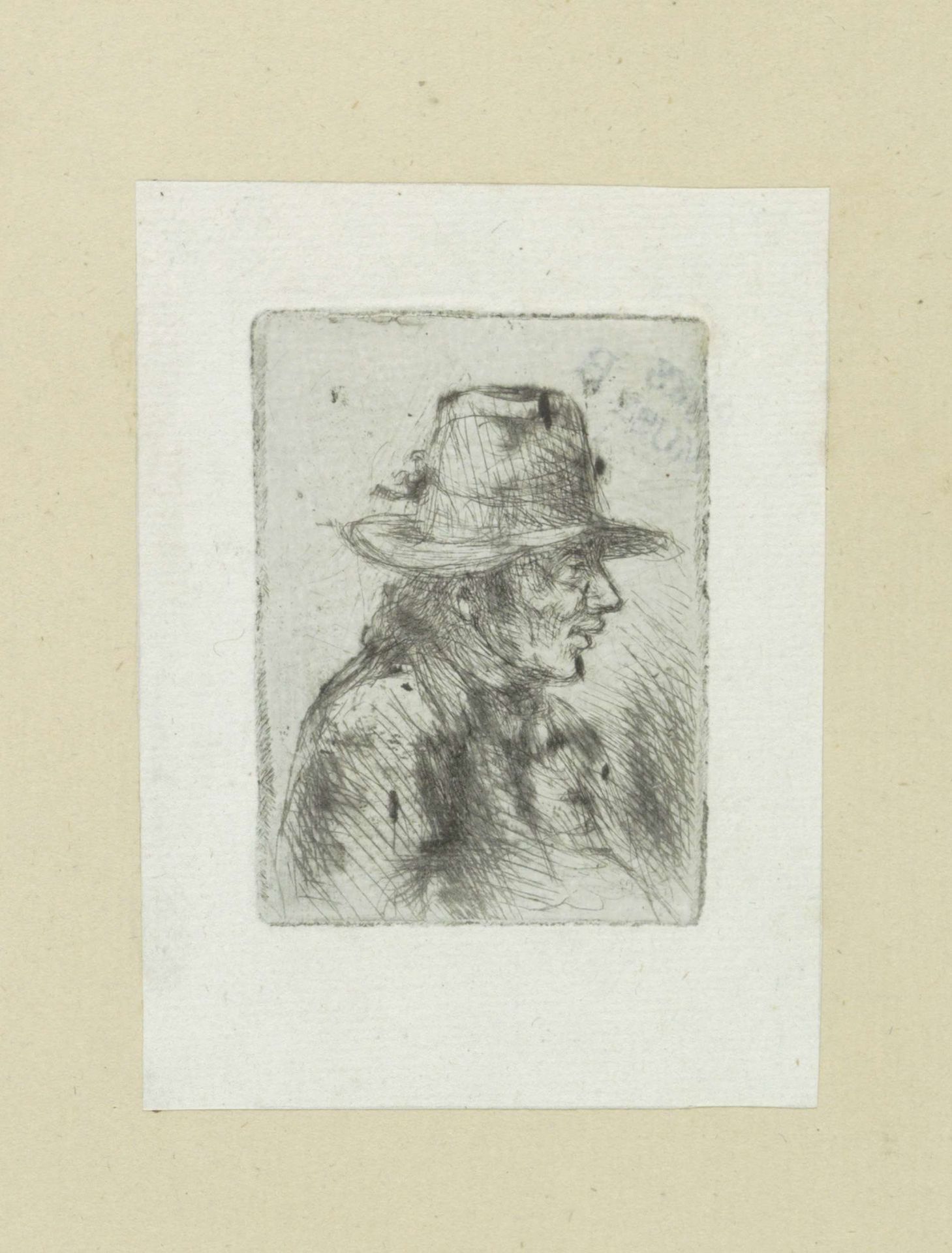 Man met hoge hoed, naar rechts by Jan Chalon