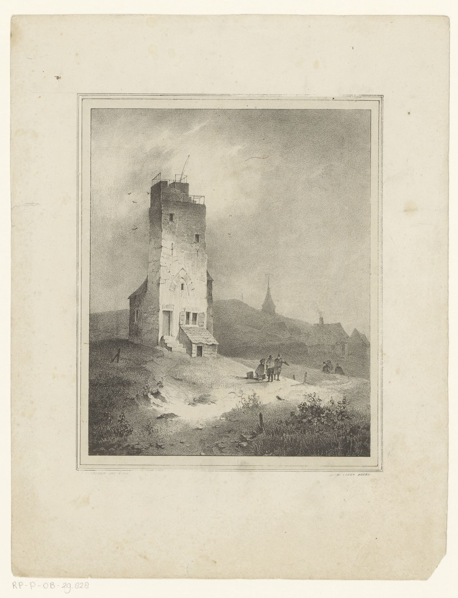 Toren in duinlandschap by Cornelis Gerrit Verburgh