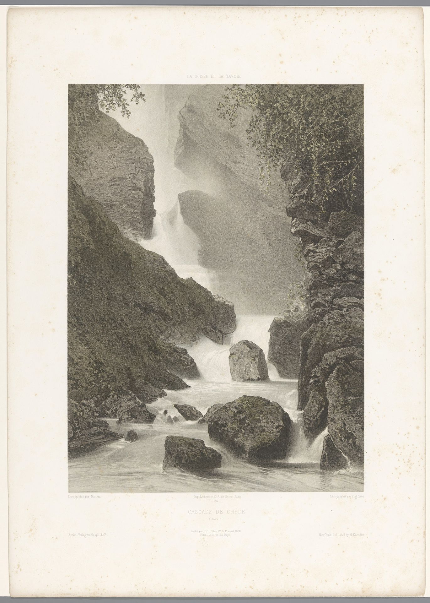 Zicht op de Chède-waterval by Eugène Cicéri