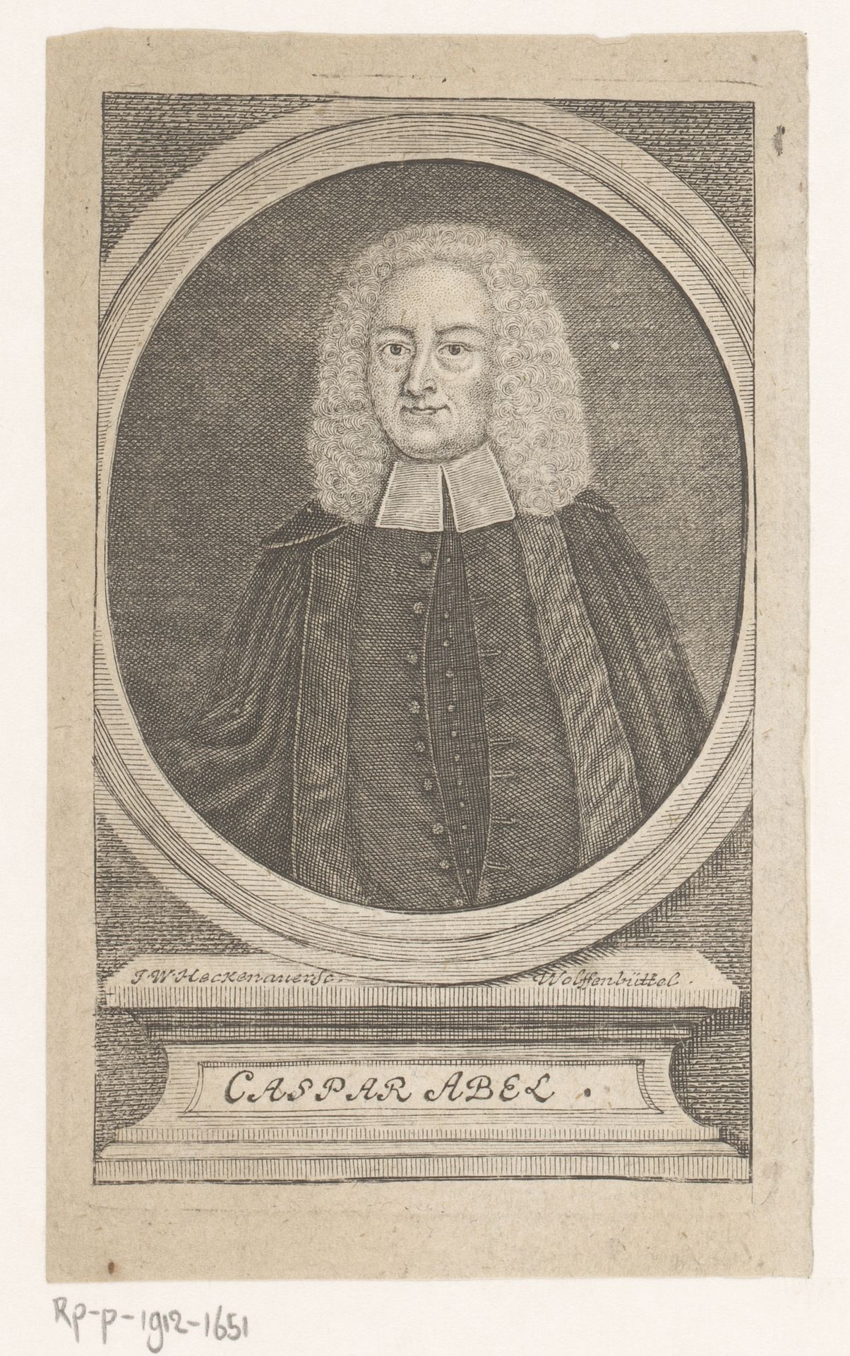 Portret van Caspar Abel by Jakob Wilhelm Heckenauer