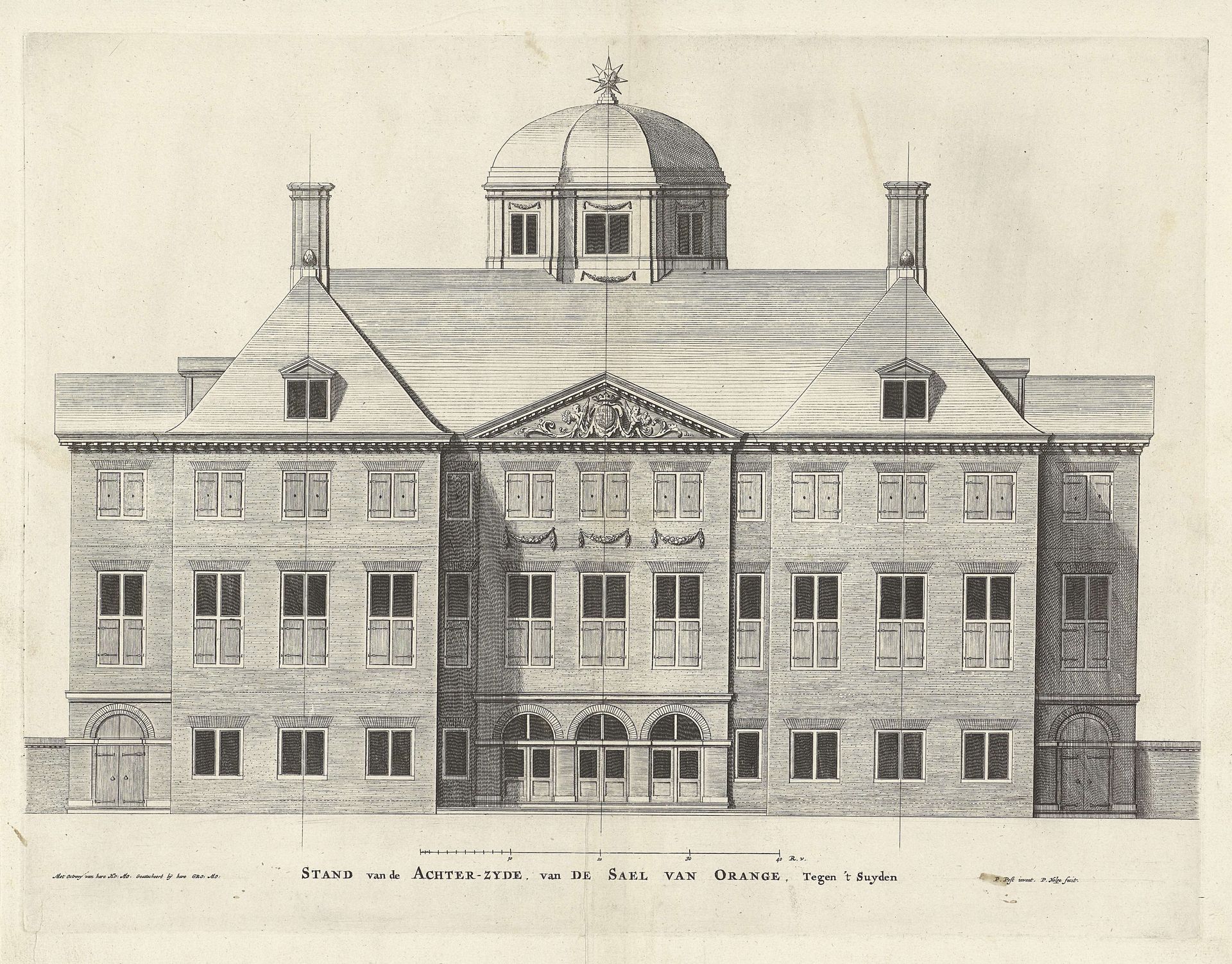 Achterzijde van Paleis Huis ten Bosch by Pieter Nolpe