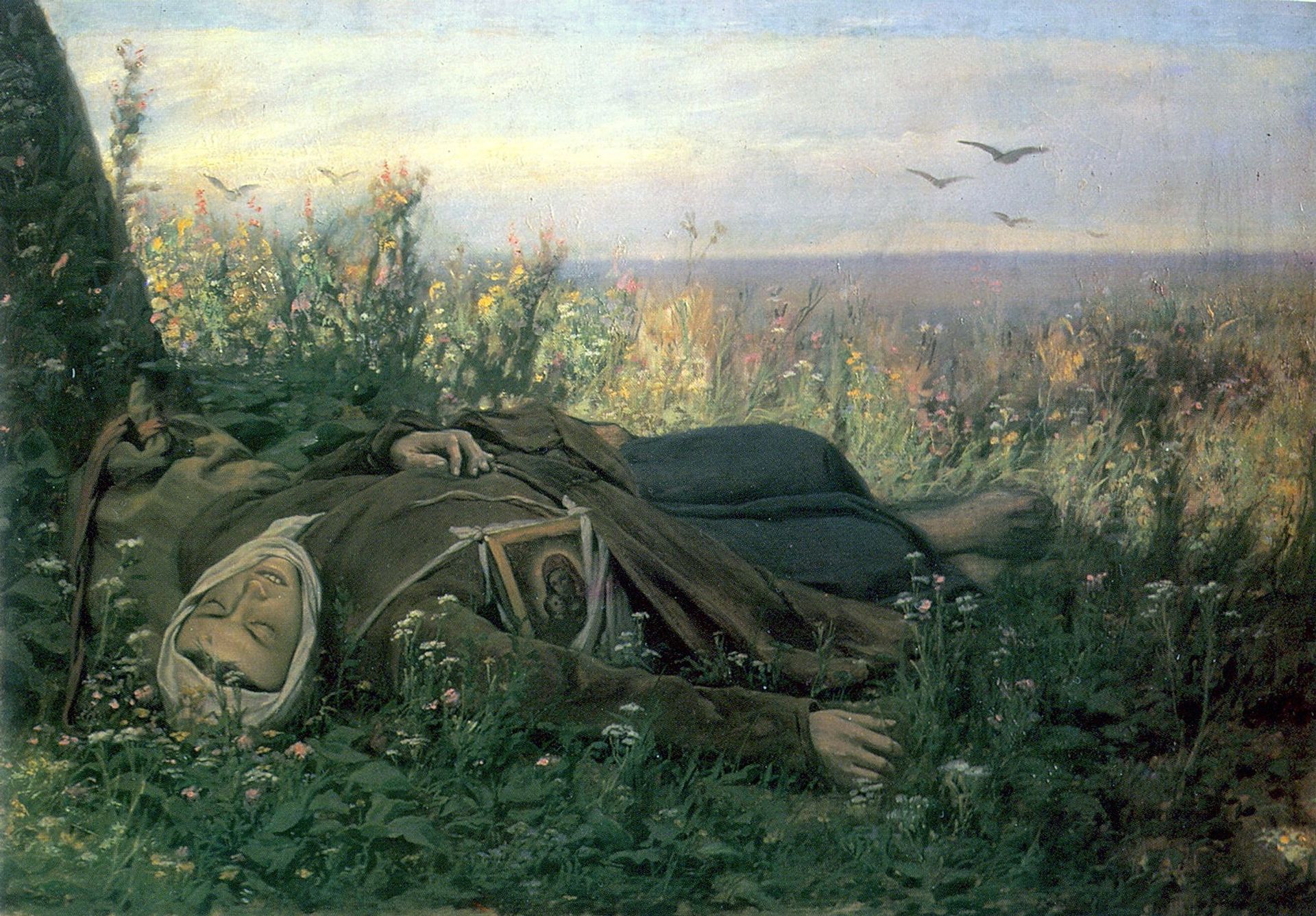 Wandering in a field by Vasily Perov