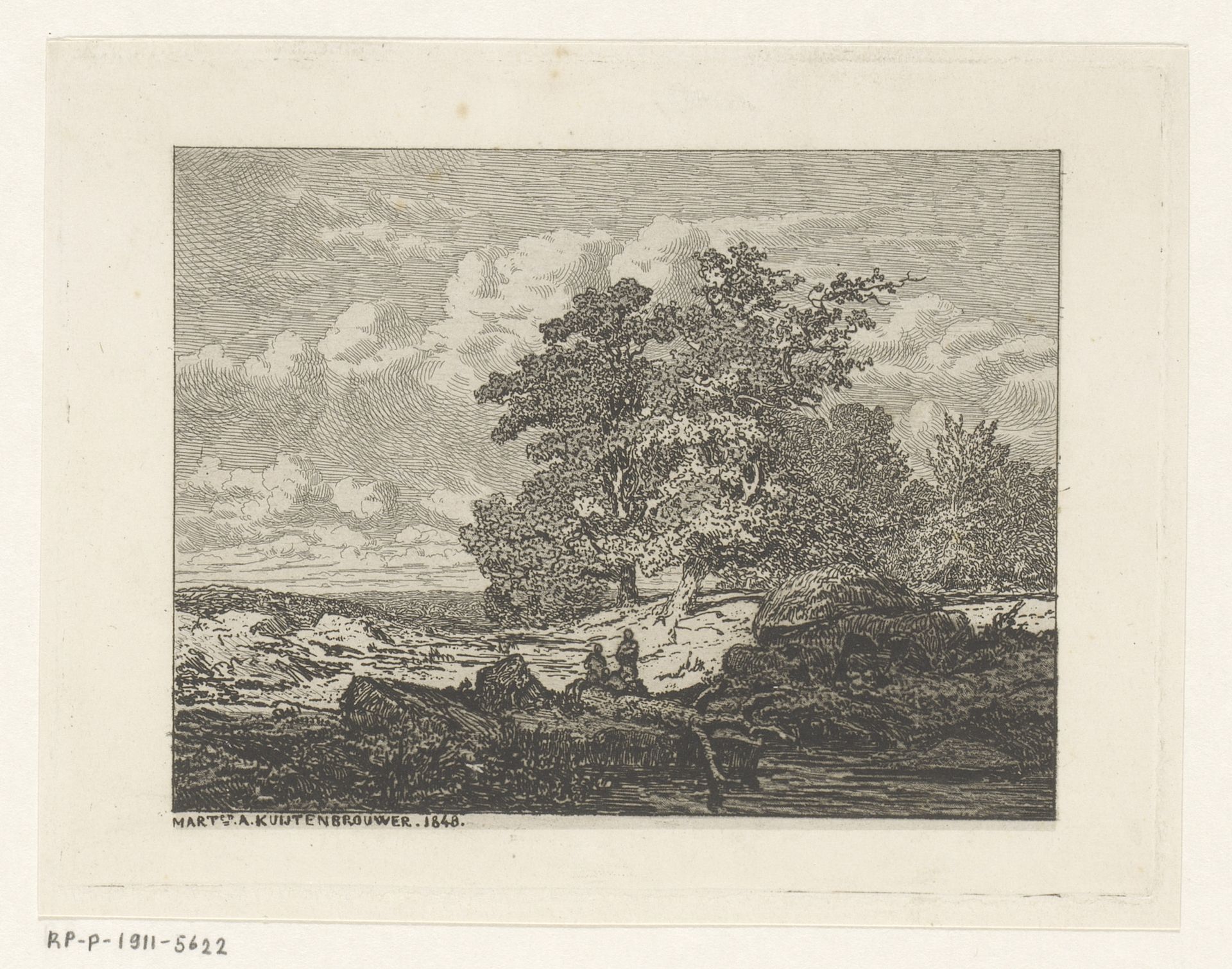 Landschap met eiken by Martinus Antonius Kuytenbrouwer jr.