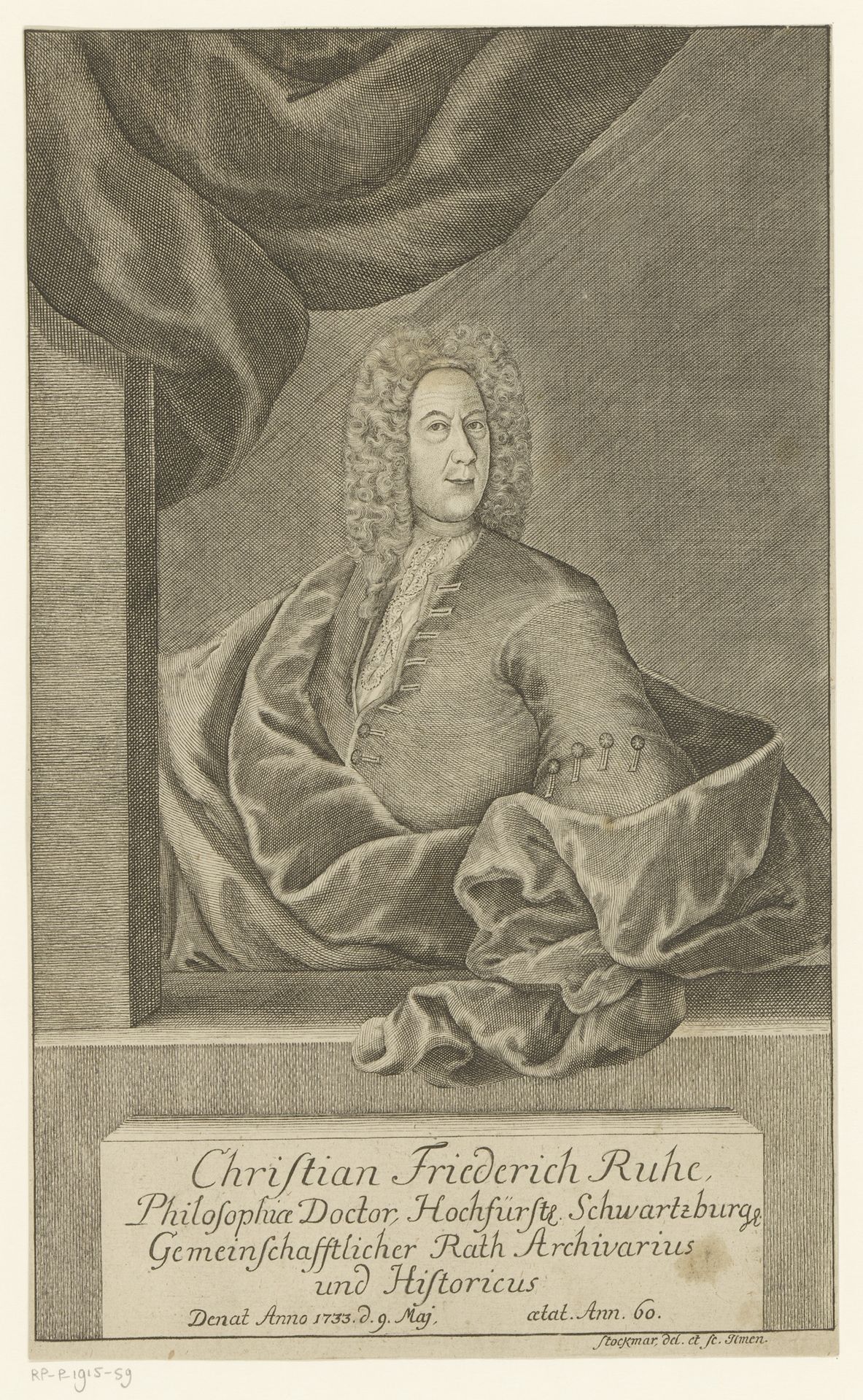 Portret van Christian Friedrich Ruhe by Johann Wolfgang Heinrich Stockmar