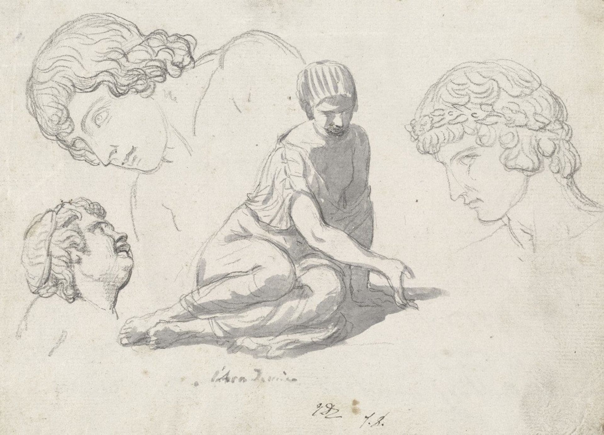 Dice-Thrower and Other Studies after Ancient Sculptures by Jacques Louis David