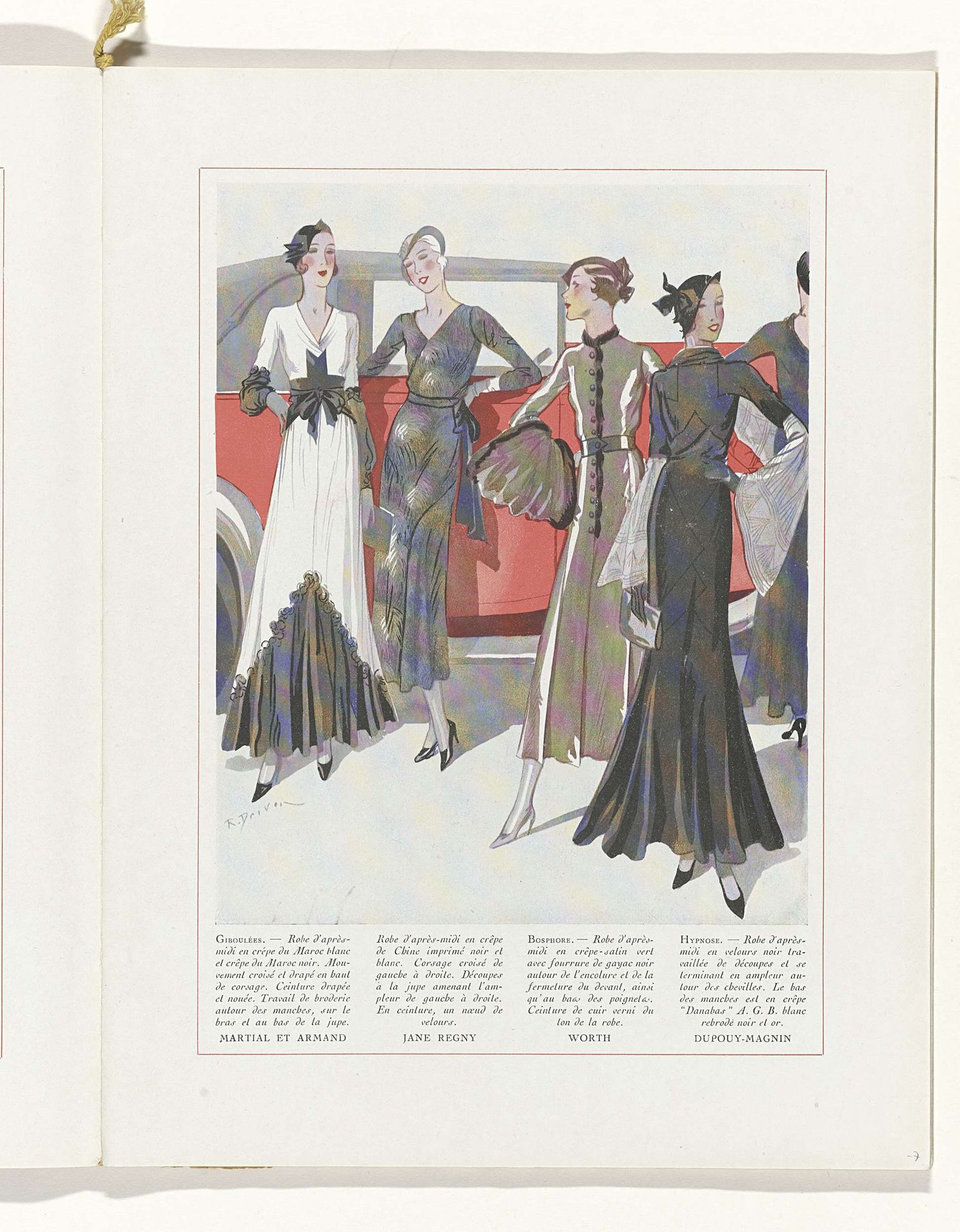 Art - Goût - Beauté, Feuillets de l' élégance féminine, Novembre 1931, No. 135, 12e Année, p. 7 by R. Drivon