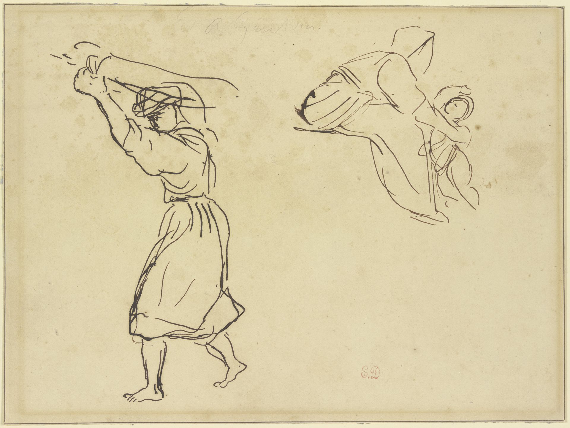 Studienblatt_ Araber, ein Tuch schwingend; Mutter und Kind by Eugène Delacroix