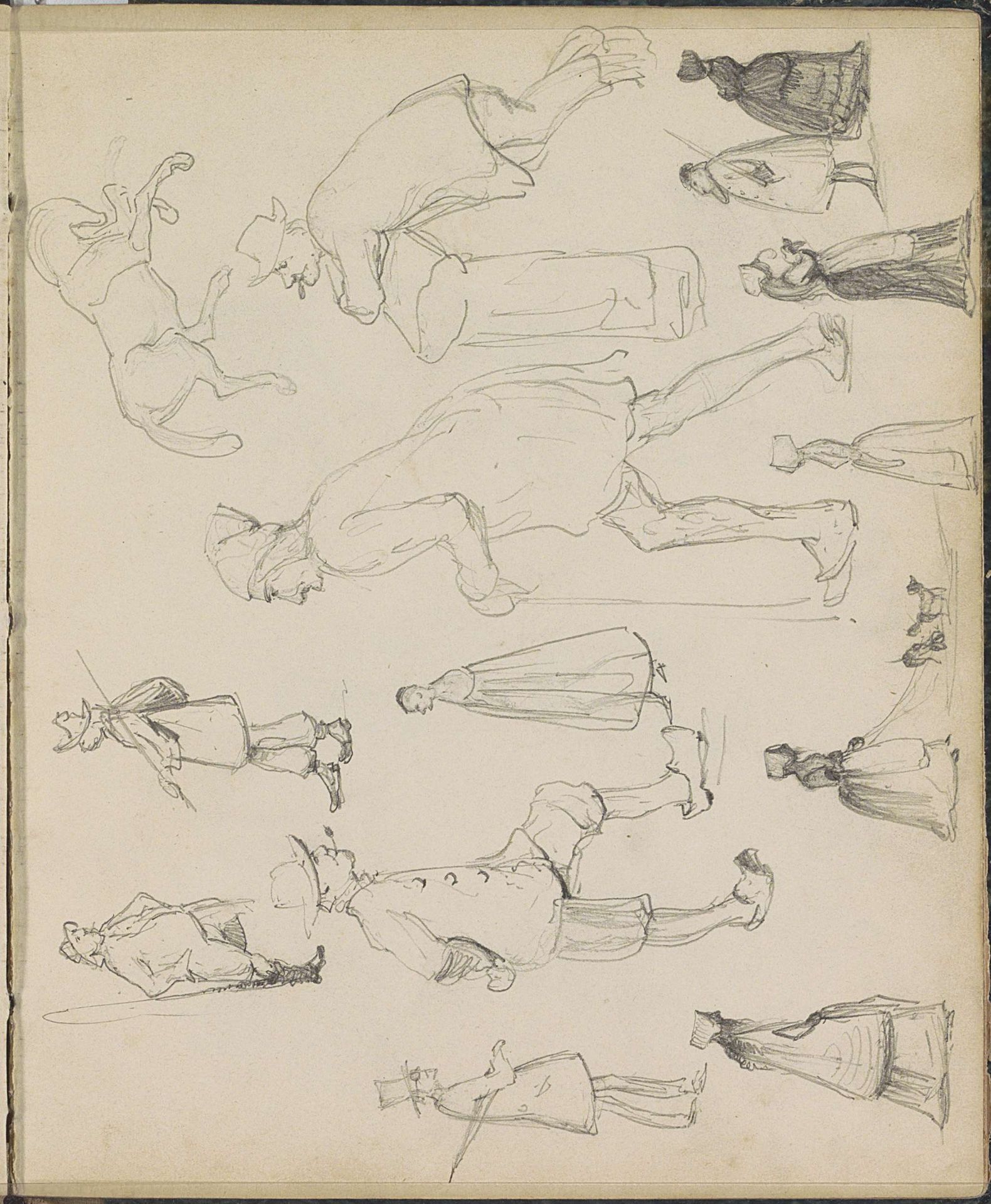 Paard en figuurstudies by Johannes Tavenraat
